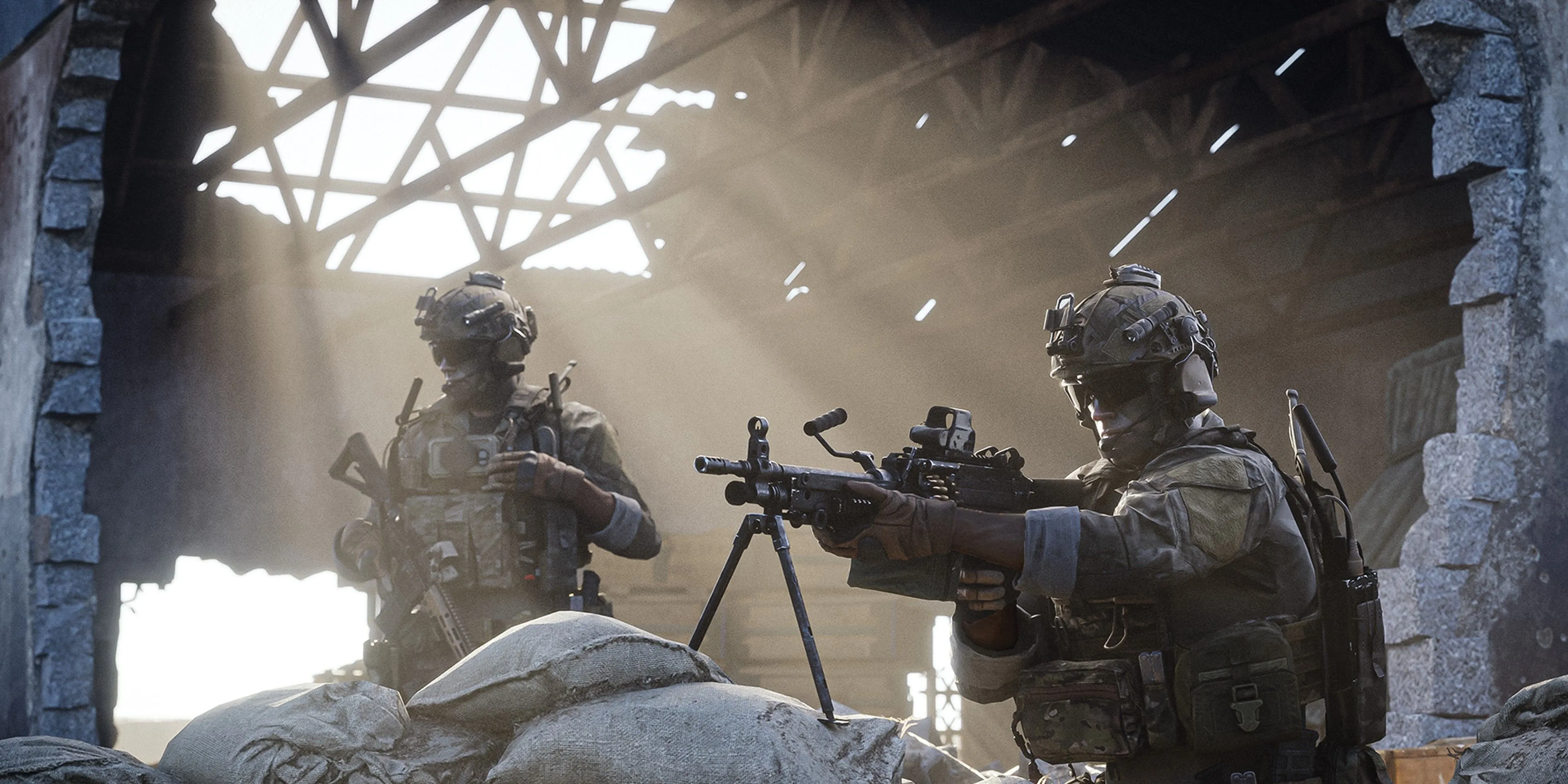 Cảnh quan trong game Bellum: Hiệu ứng ánh sáng và môi trường sa mạc, gợi ý bối cảnh chiến tranh ở Sahel.
