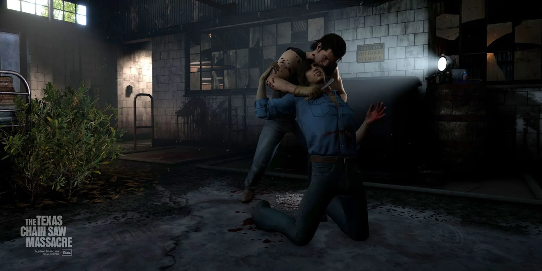 Cảnh sát nhân Johnny thực hiện đòn kết liễu trong game Texas Chain Saw Massacre