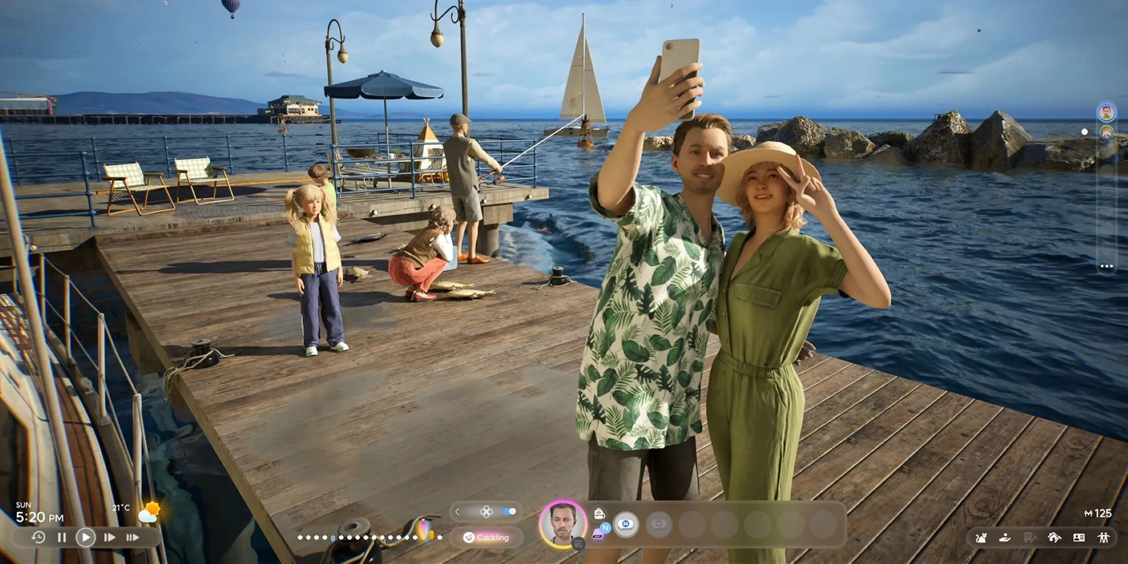 Cặp đôi nhân vật zoi trong game inZOI đang cùng nhau chụp ảnh selfie thể hiện tương tác xã hội