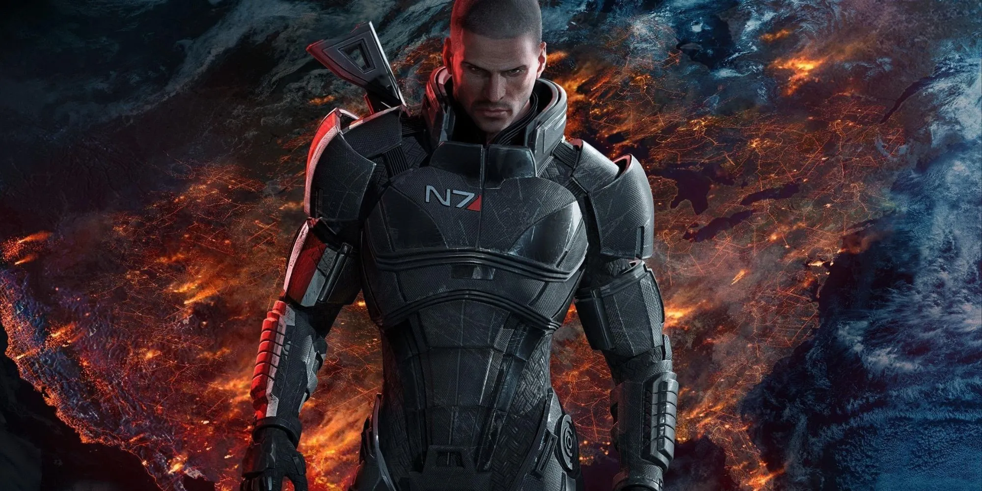 Chỉ huy Shepard trong Mass Effect Legendary Edition nhìn ra ngoài không gian