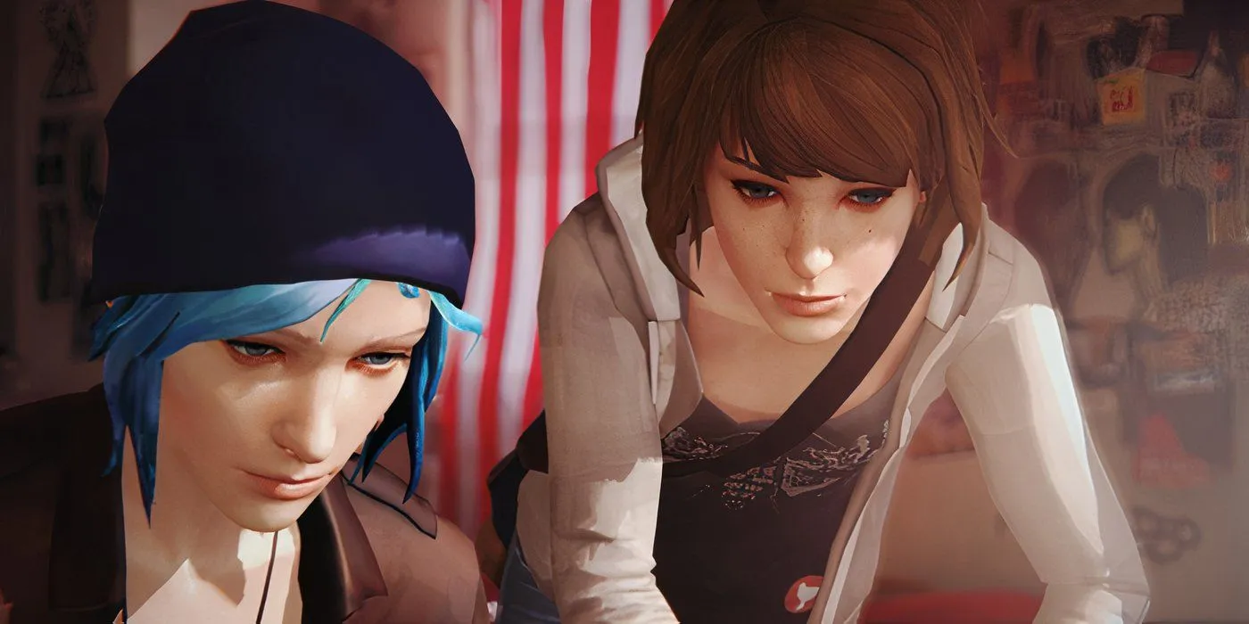 Chloe Price và Max Caulfield đứng cùng nhau trong một cảnh game Life is Strange