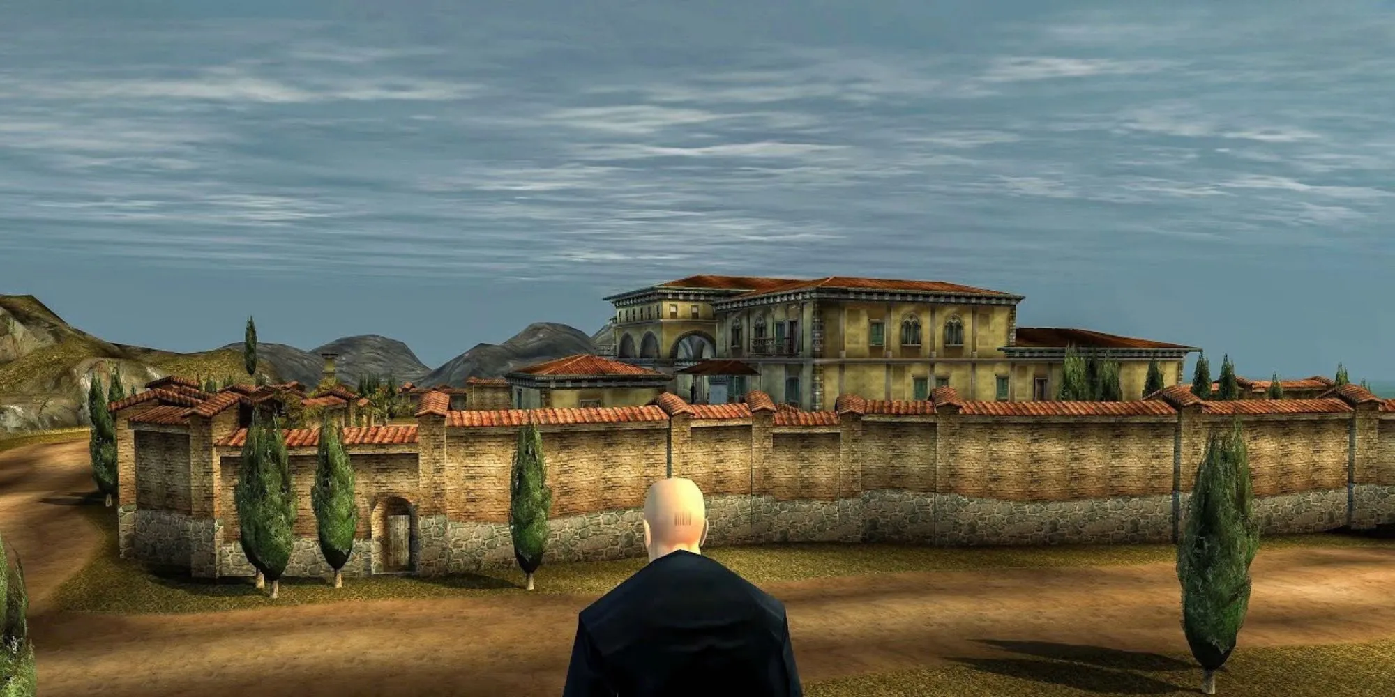 Đặc vụ 47 trong game Hitman 2 Silent Assassin PS2 với đồ họa cũ