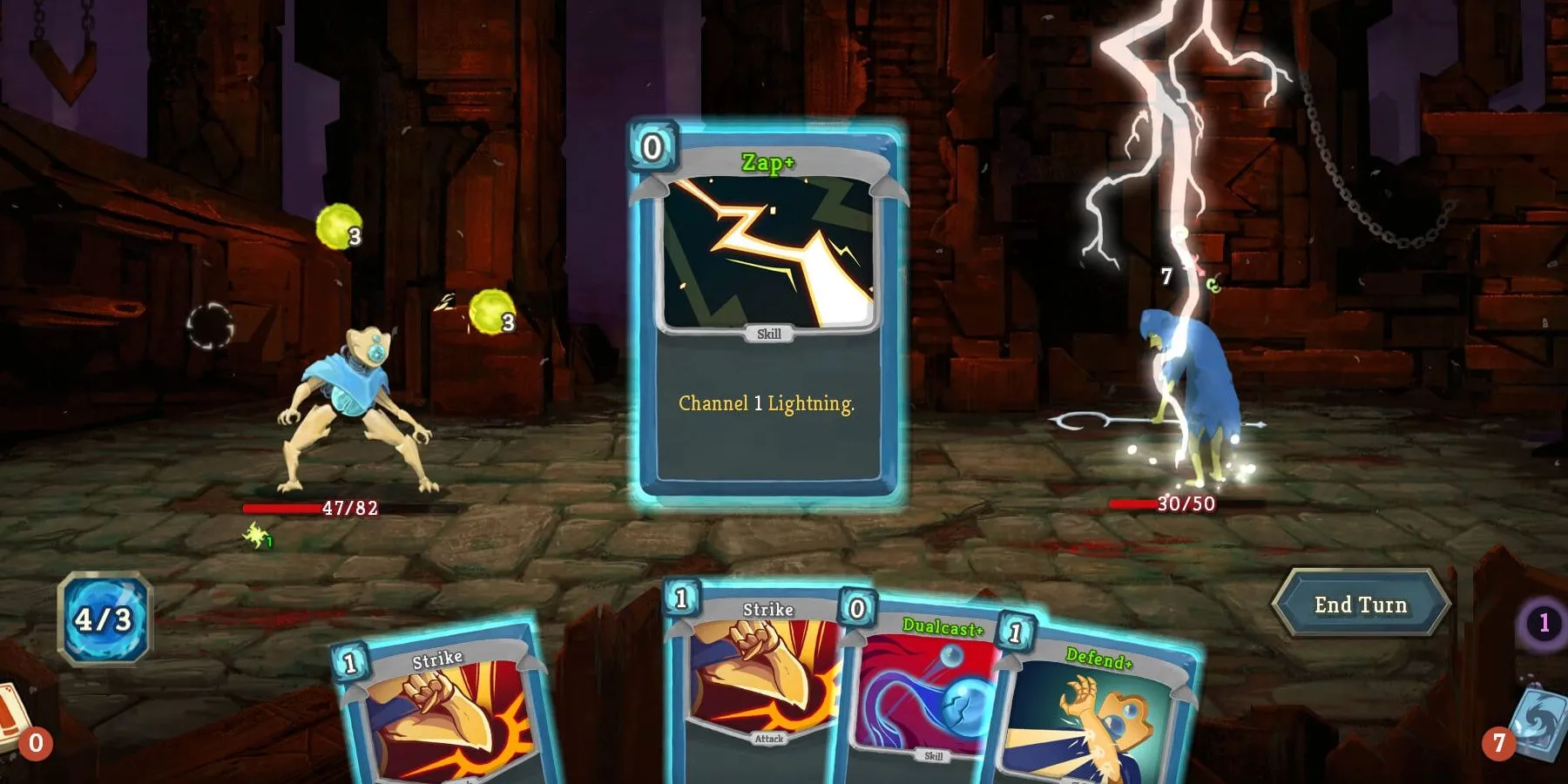 Đang sử dụng thẻ bài Zap trong Slay the Spire