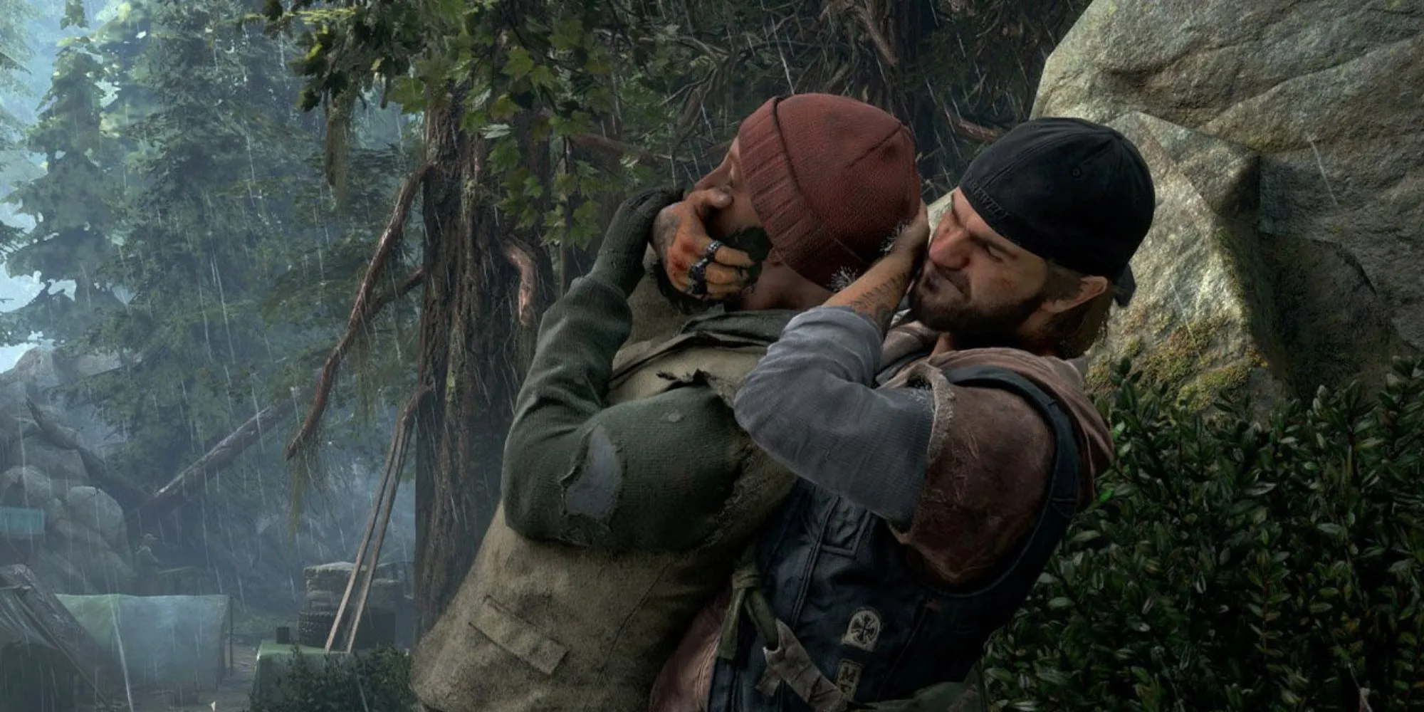 Deacon St. John trong Days Gone đang thực hiện một pha hành động lén lút giữa bầy Freakers
