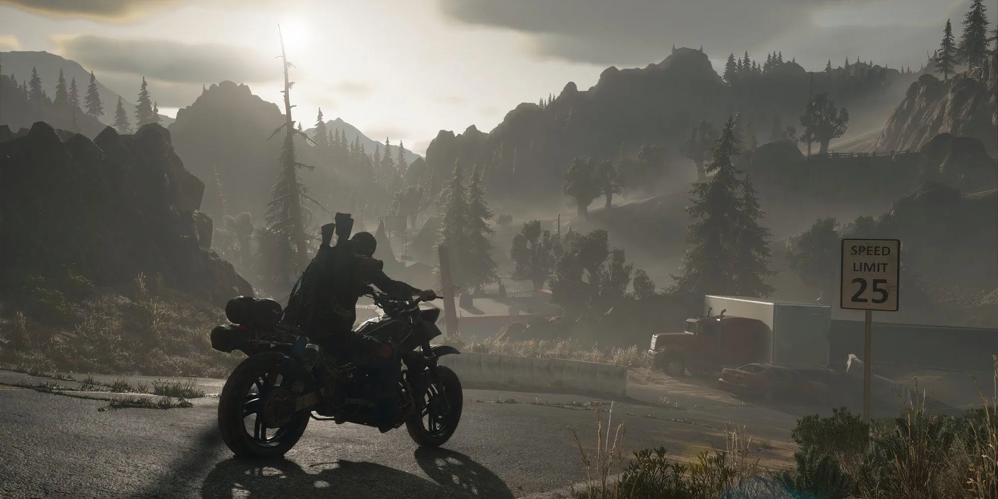 Deacon St. John trong Days Gone đứng giữa khung cảnh hoang tàn