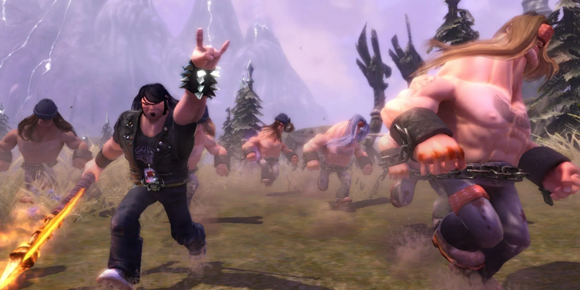 Eddie Riggs dẫn đầu đội quân Headbangers trong thế giới heavy metal của Brutal Legend