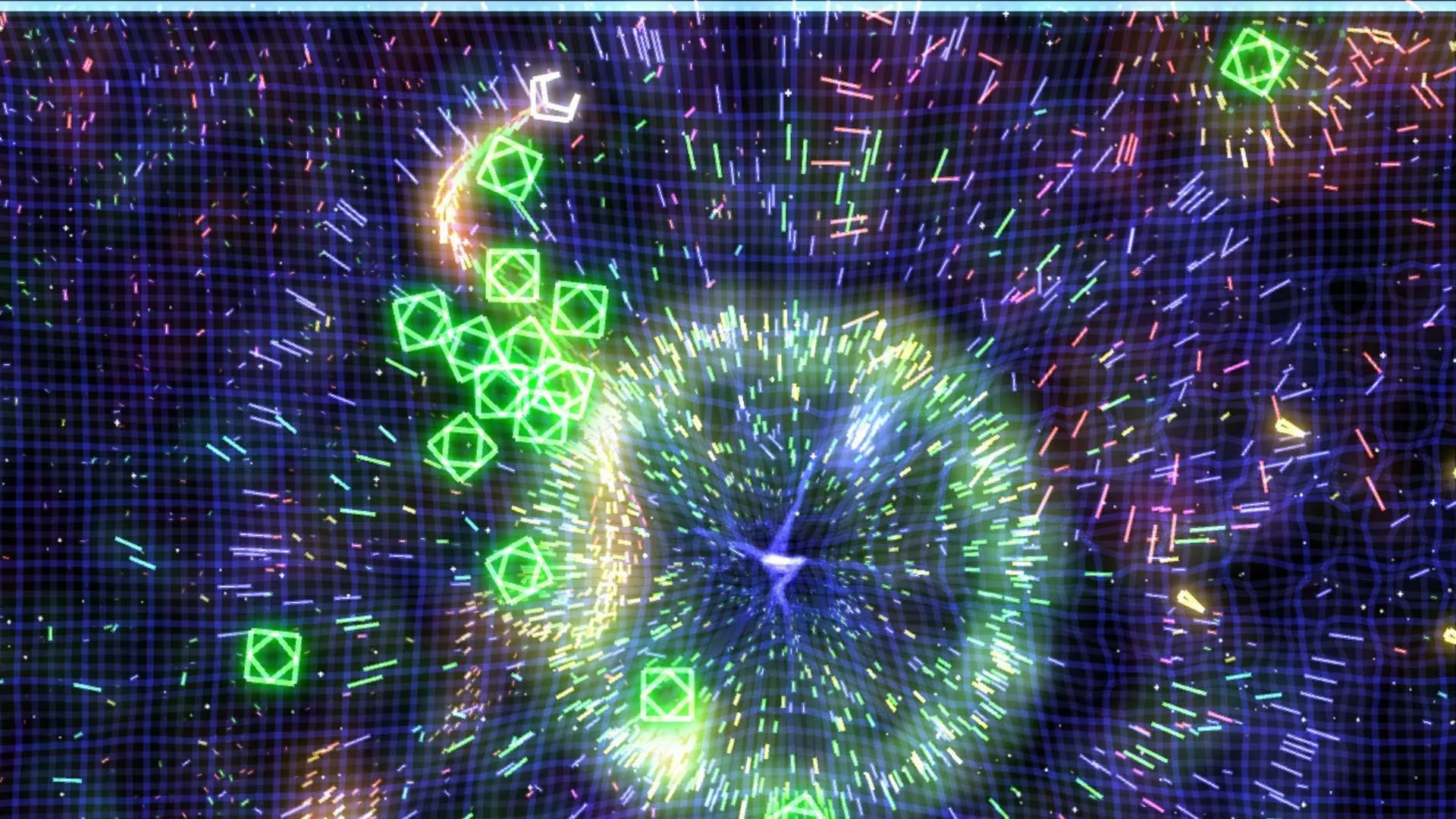 Gameplay Geometry Wars Retro Evolved với các hình khối rực rỡ trên nền đen