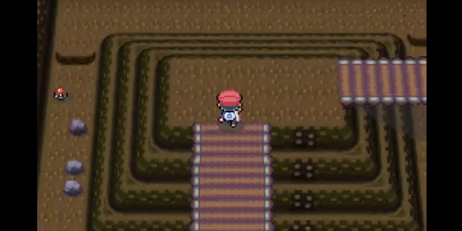 Gameplay screenshot của game Pokémon Platinum tại khu vực Victory Road.