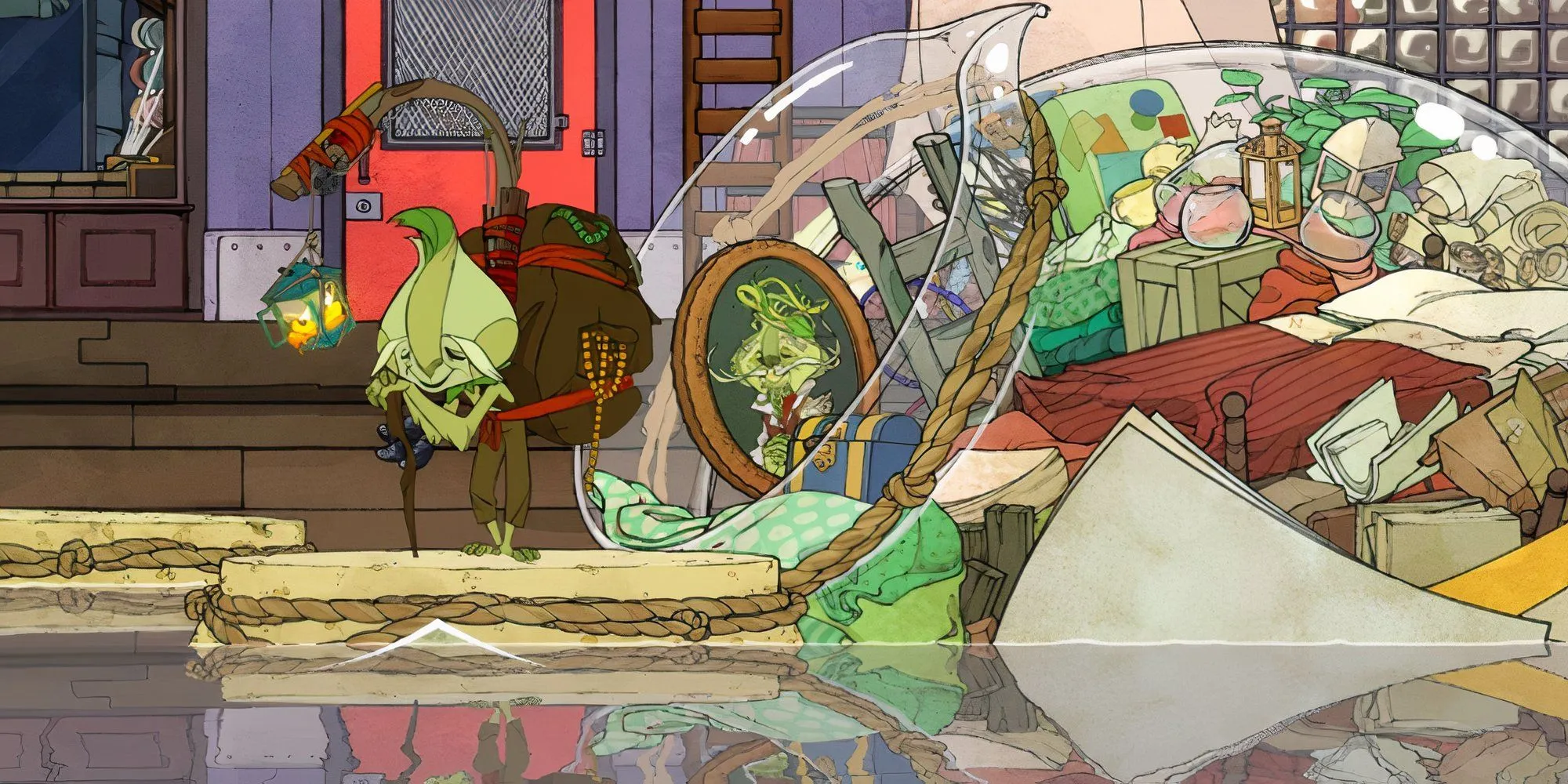 Gặp gỡ Francis the Wandering Merchant để nhận nhiệm vụ hàng ngày kiếm Glim trong Spiritfarer.