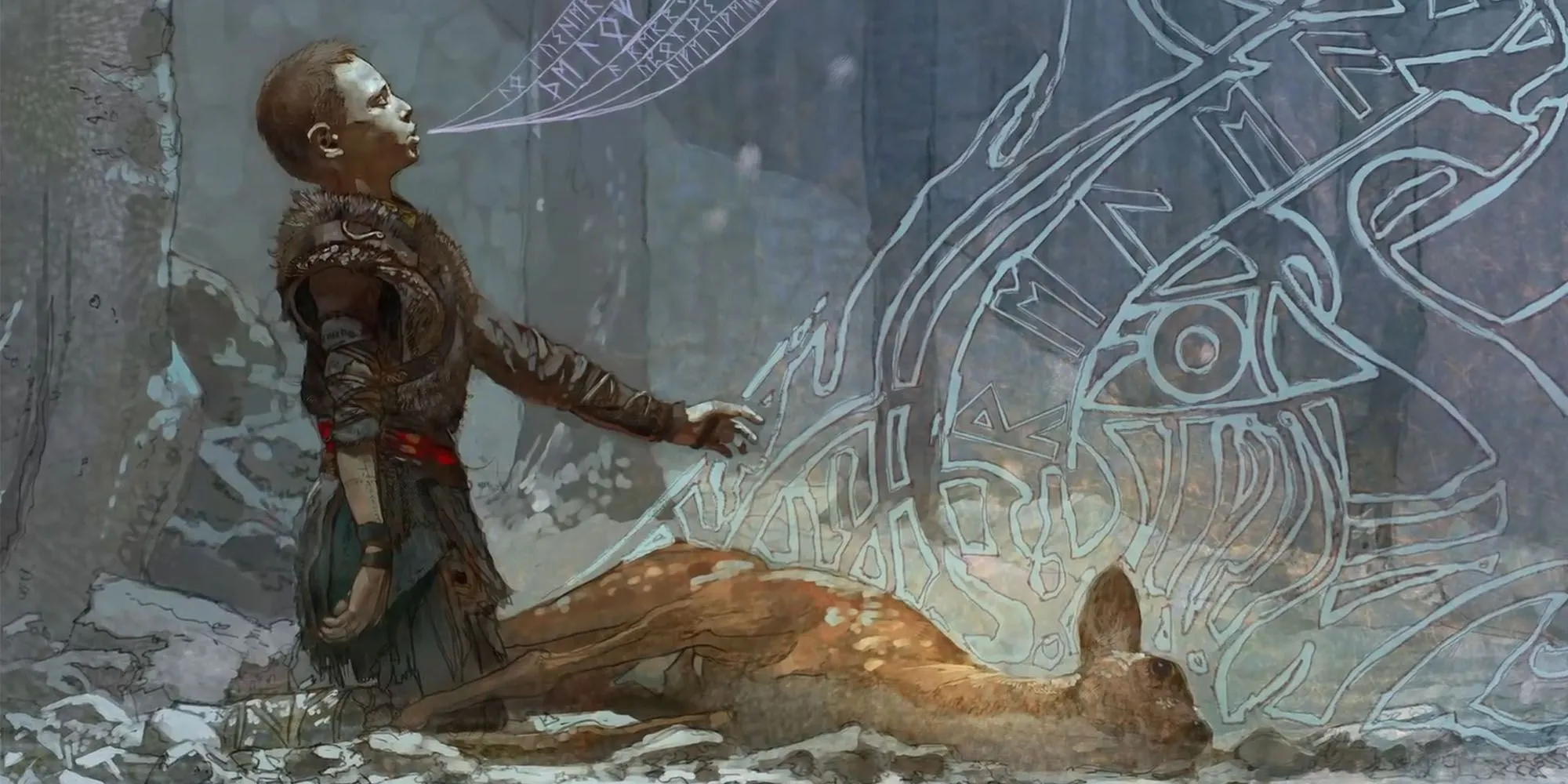 Giao diện game God of War A Call From The Wilds với Atreus và cây cung