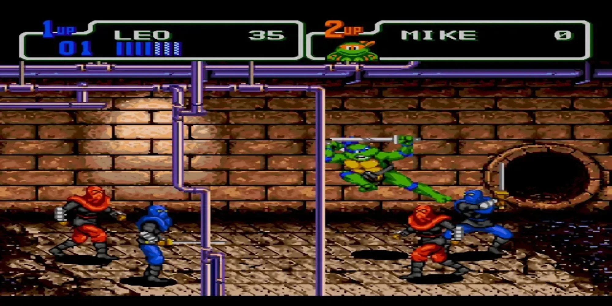 Giao diện màn chơi TMNT Hyperstone Heist trên Sega Genesis