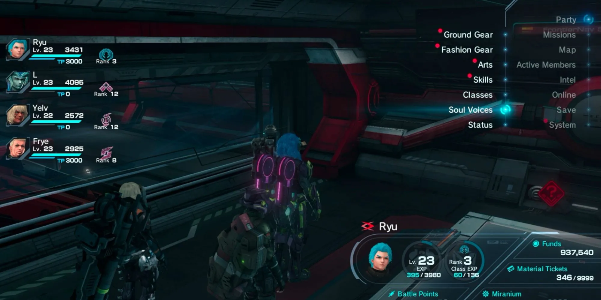 Giao diện menu Soul Voice trong Xenoblade Chronicles X nơi người chơi tùy chỉnh