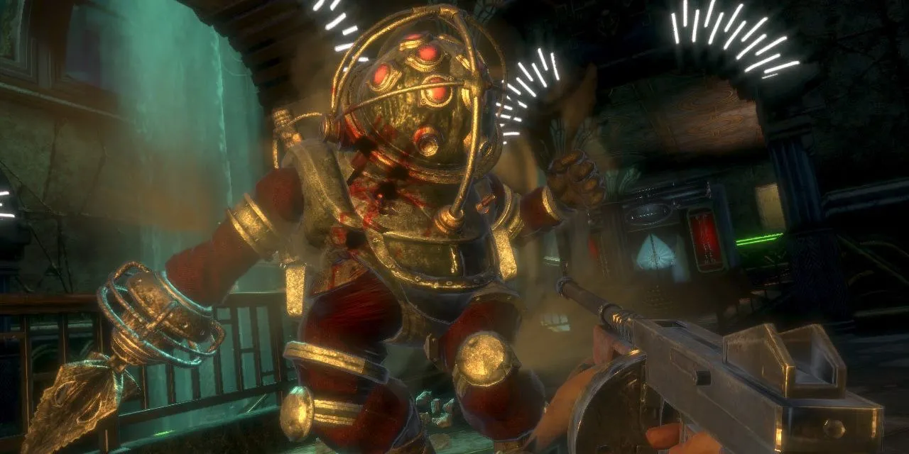 Góc nhìn ngôi thành phố Rapture dưới nước trong BioShock, thể hiện không khí độc đáo của game