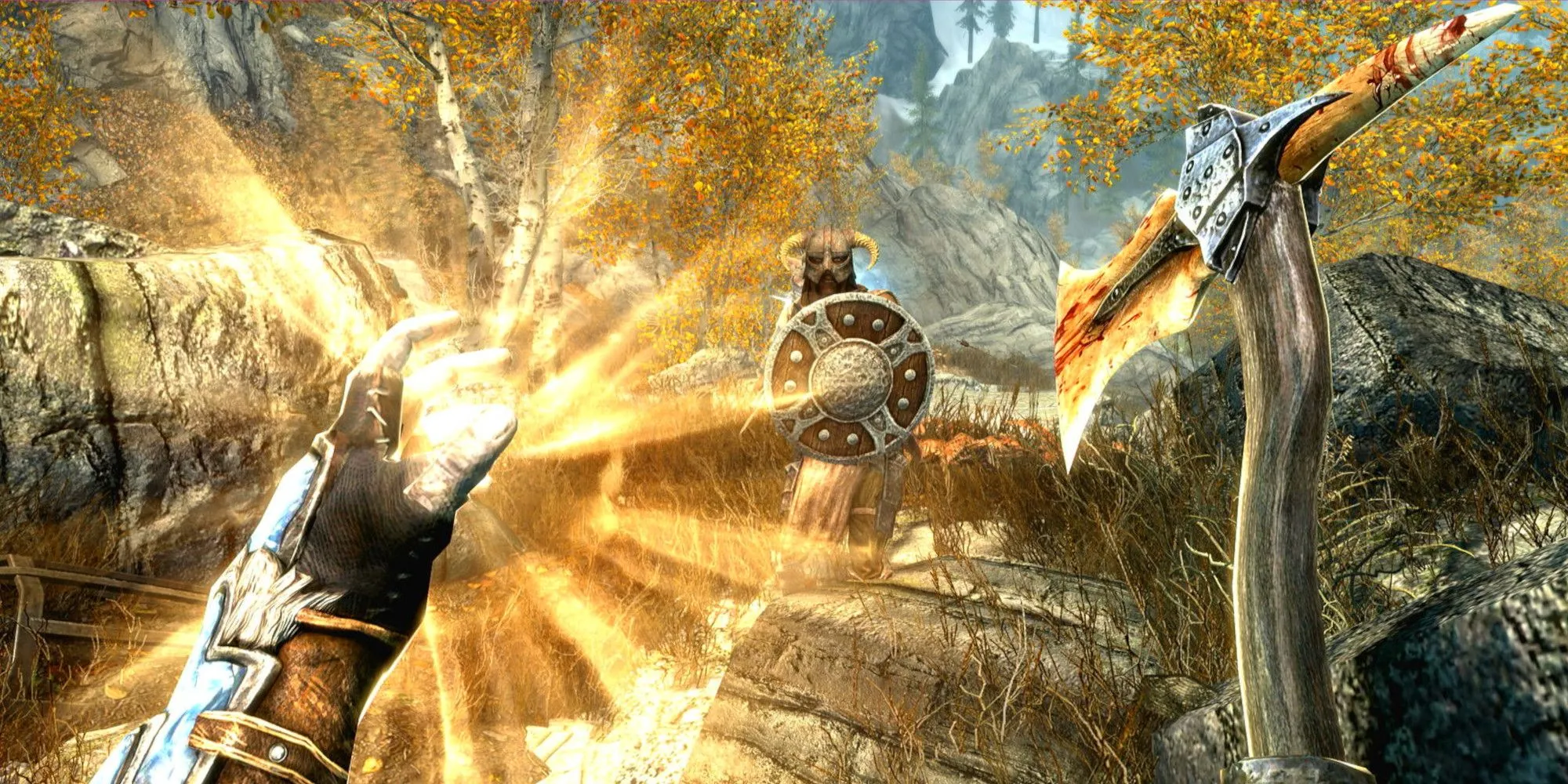 Góc nhìn người thứ nhất trong Skyrim khi tắt hiển thị HUD