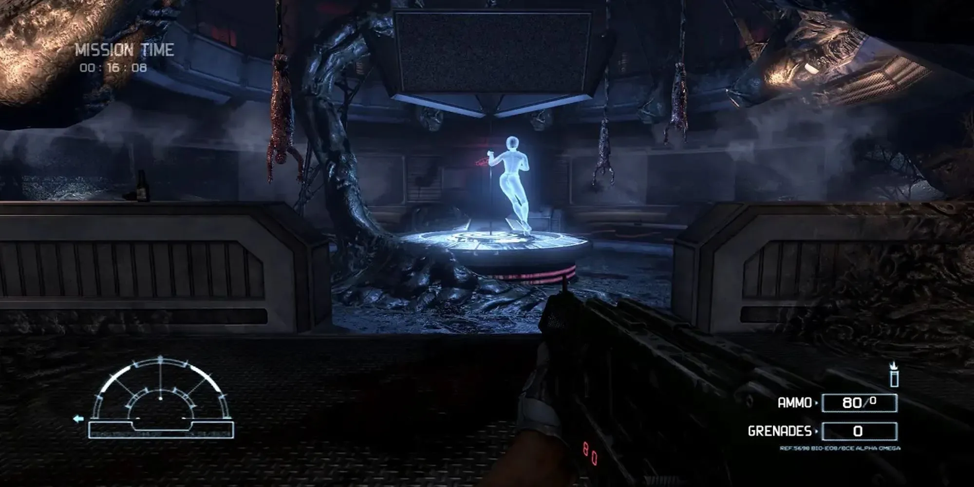 Góc nhìn thứ nhất của lính thủy đánh bộ trong game Aliens vs Predator trên PS3