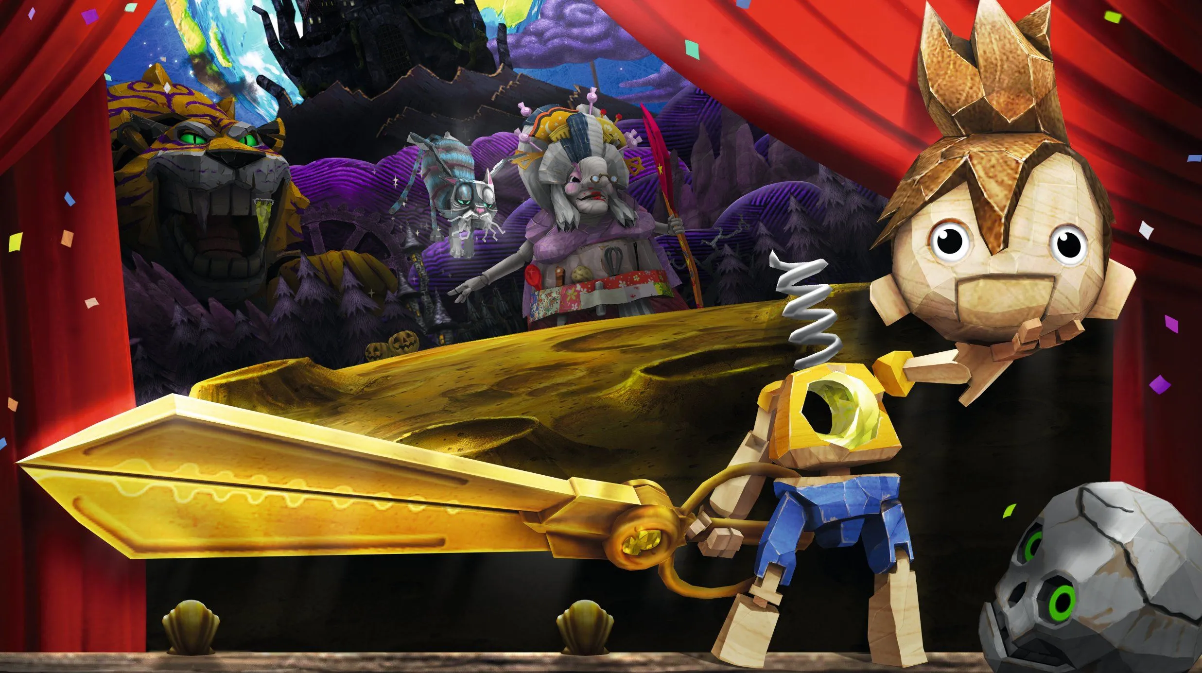 Hình ảnh giới thiệu game platformer Puppeteer, hiển thị bối cảnh sân khấu