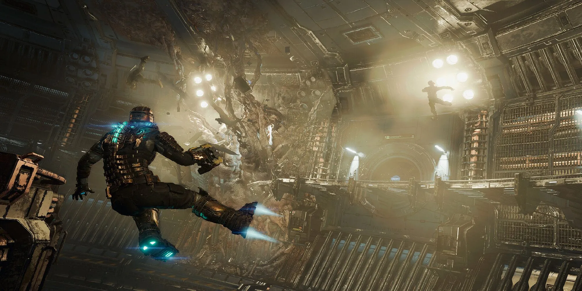 Hình ảnh Isaac Clarke trôi nổi trong không gian của Dead Space Remake.