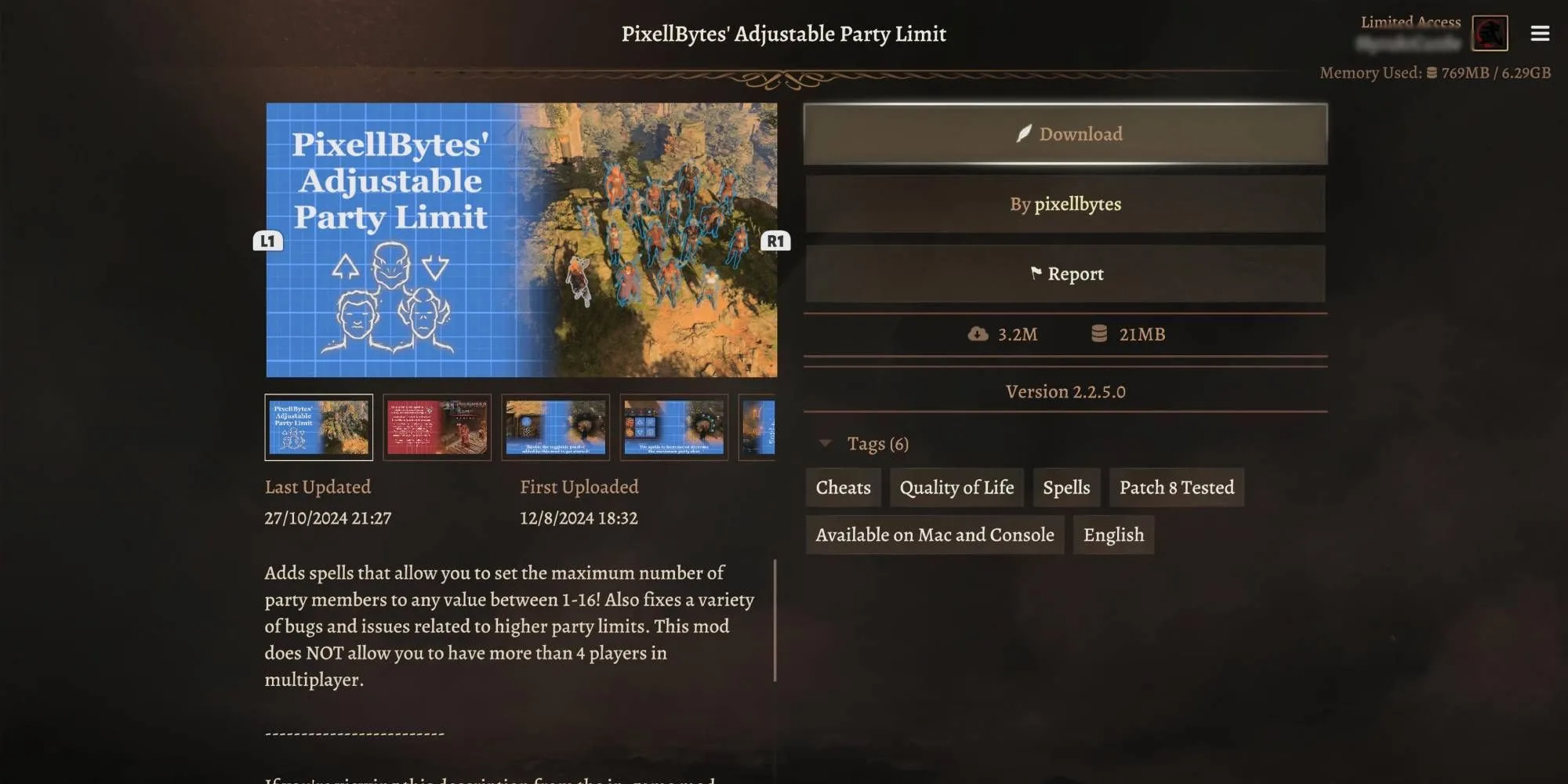 Top 10 Mod Baldur's Gate 3 Console Tuyệt Vời Nhất Bạn Nên Thử 1 Hình ảnh minh họa mod Adjustable Party, cho phép tăng giới hạn thành viên trong đội hình Baldur's Gate 3