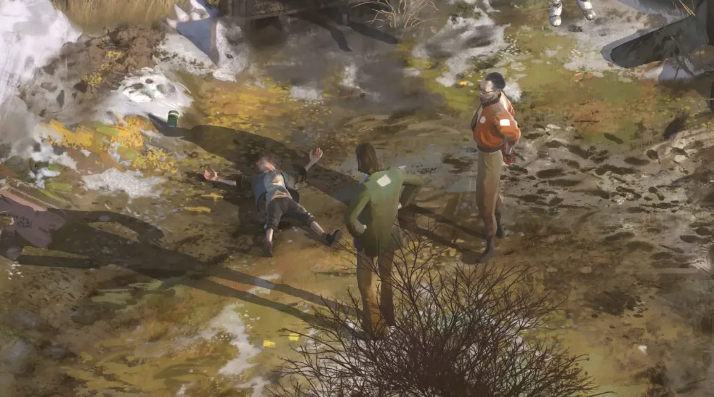 Hình ảnh một cảnh đối thoại và khám phá trong gameplay của Disco Elysium