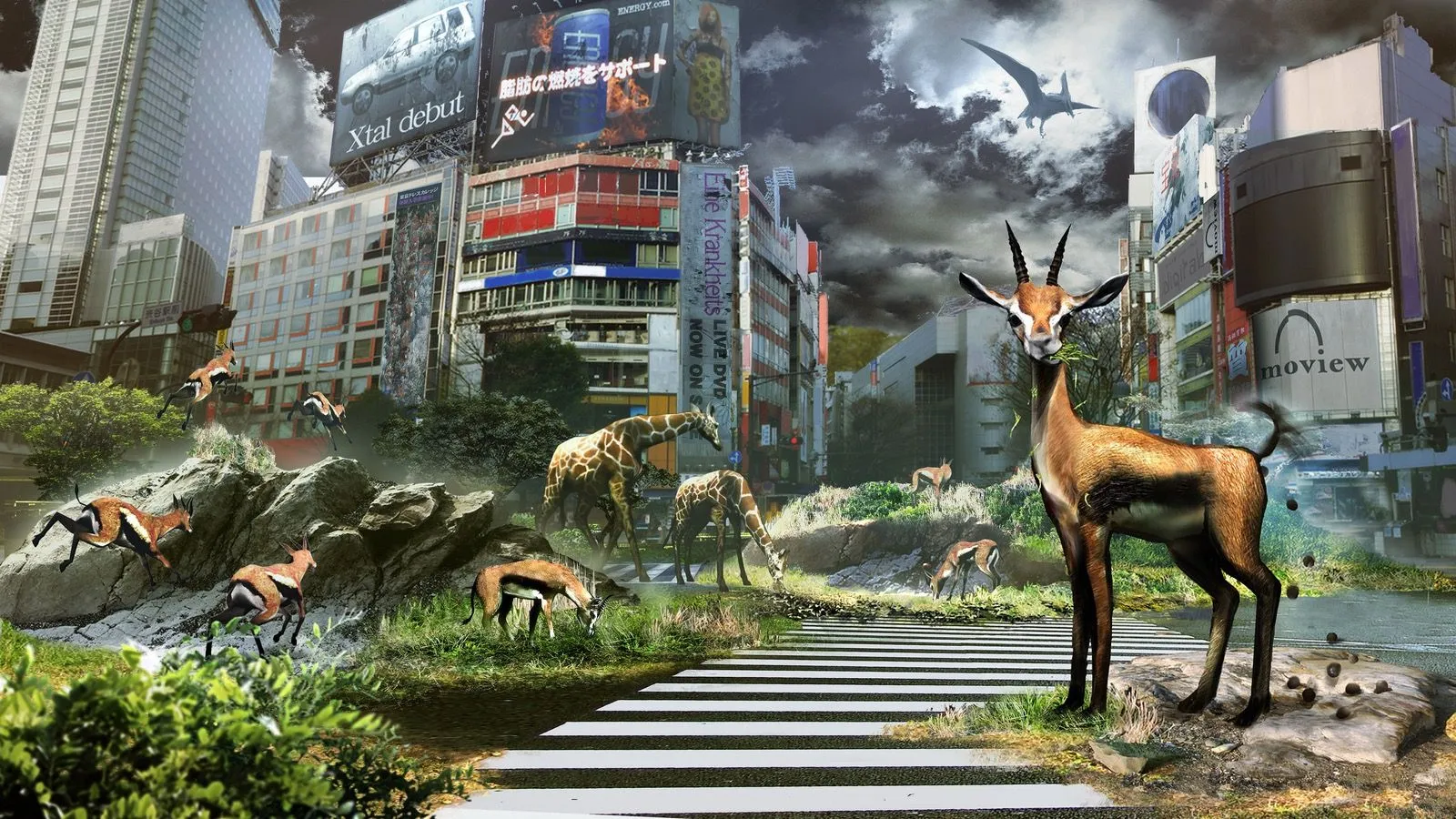 Hình ảnh nghệ thuật quảng cáo cho game sinh tồn Tokyo Jungle