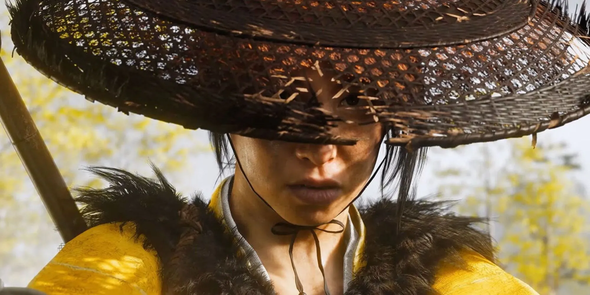 Hình ảnh quảng bá chính thức của game Ghost of Yotei với nhân vật chính Atsu.