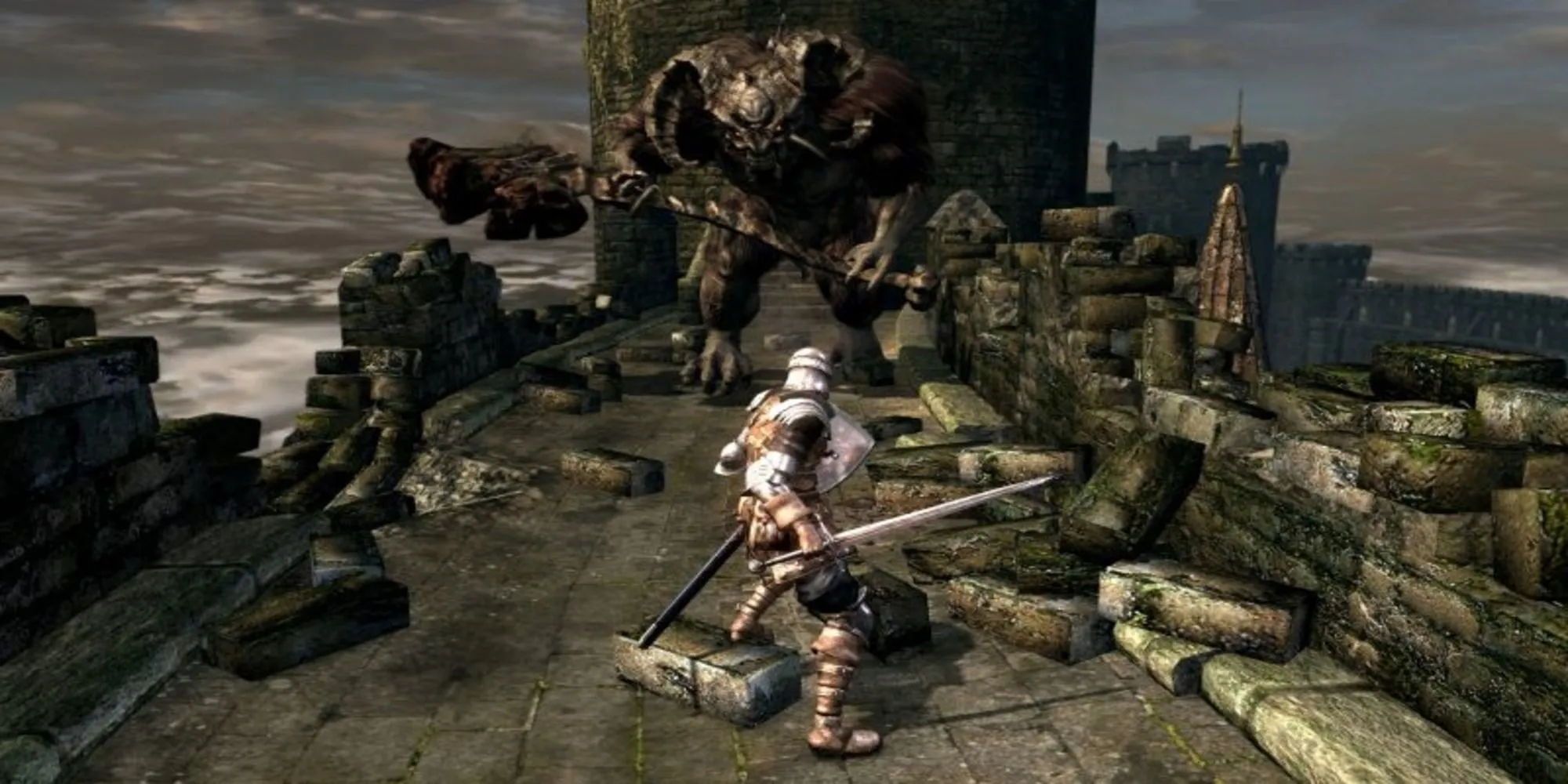 Hình ảnh Sĩ quan Bốc khói (Asylum Demon) trùm đầu tiên trong Dark Souls Remastered