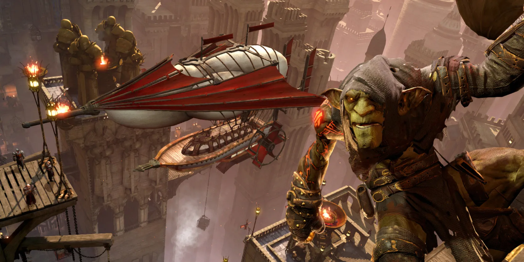Hình nền game Styx: Master of Shadows mô tả nhân vật chính Styx, một con Goblin, đang rình rập trong bóng tối
