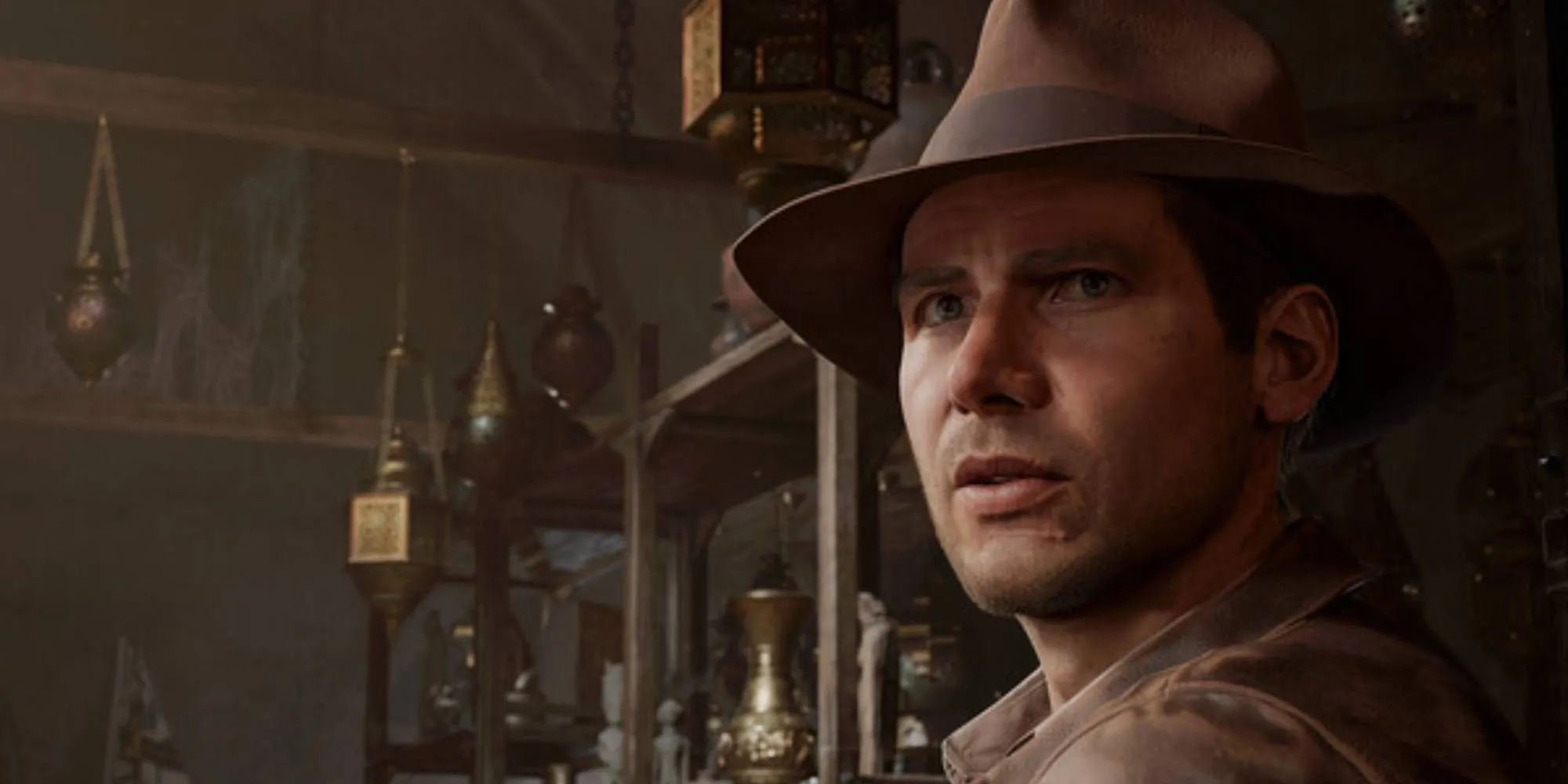 Indiana Jones trong Indiana Jones and the Great Circle với chiếc roi da và bối cảnh phiêu lưu kỳ bí