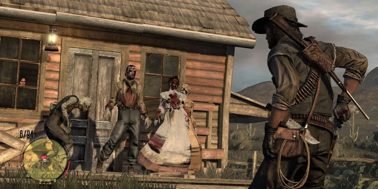John Marston đối đầu với zombie trong bản DLC Undead Nightmare của Red Dead Redemption