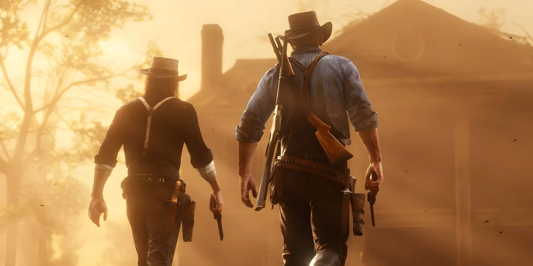 John Marston và Arthur Morgan trong Red Dead Redemption 2 tại Blackwater