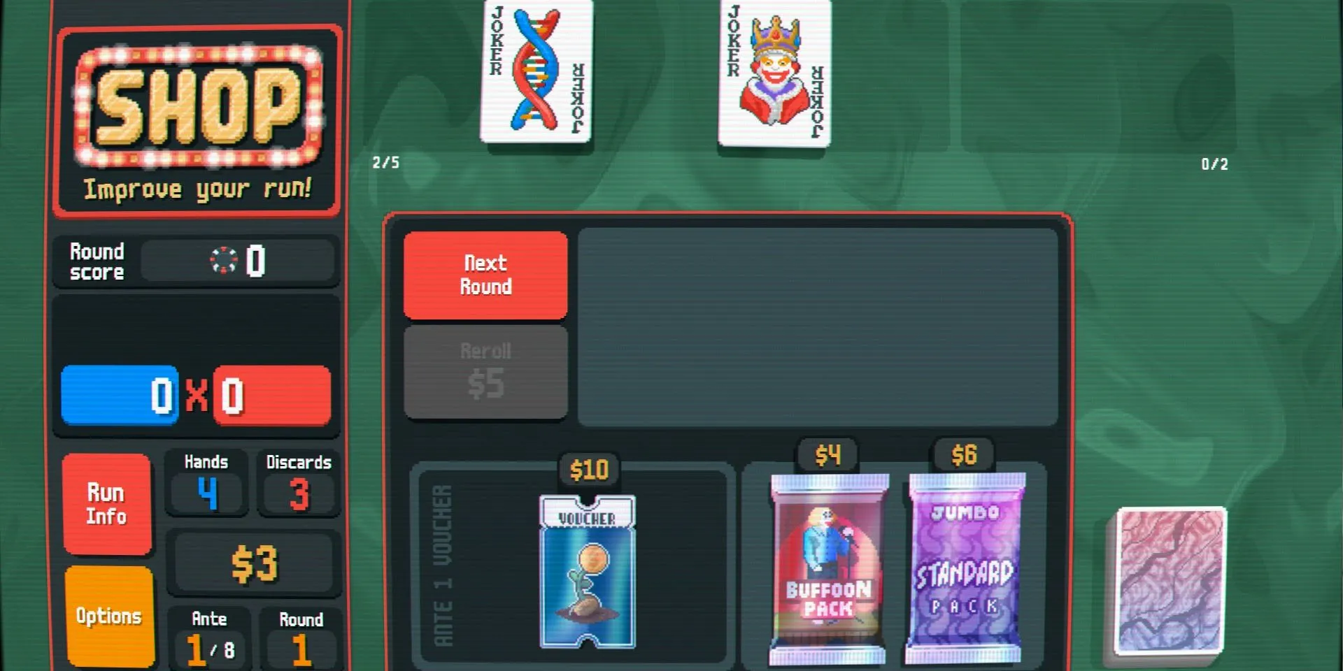 Joker DNA và Baron trong cửa hàng Balatro