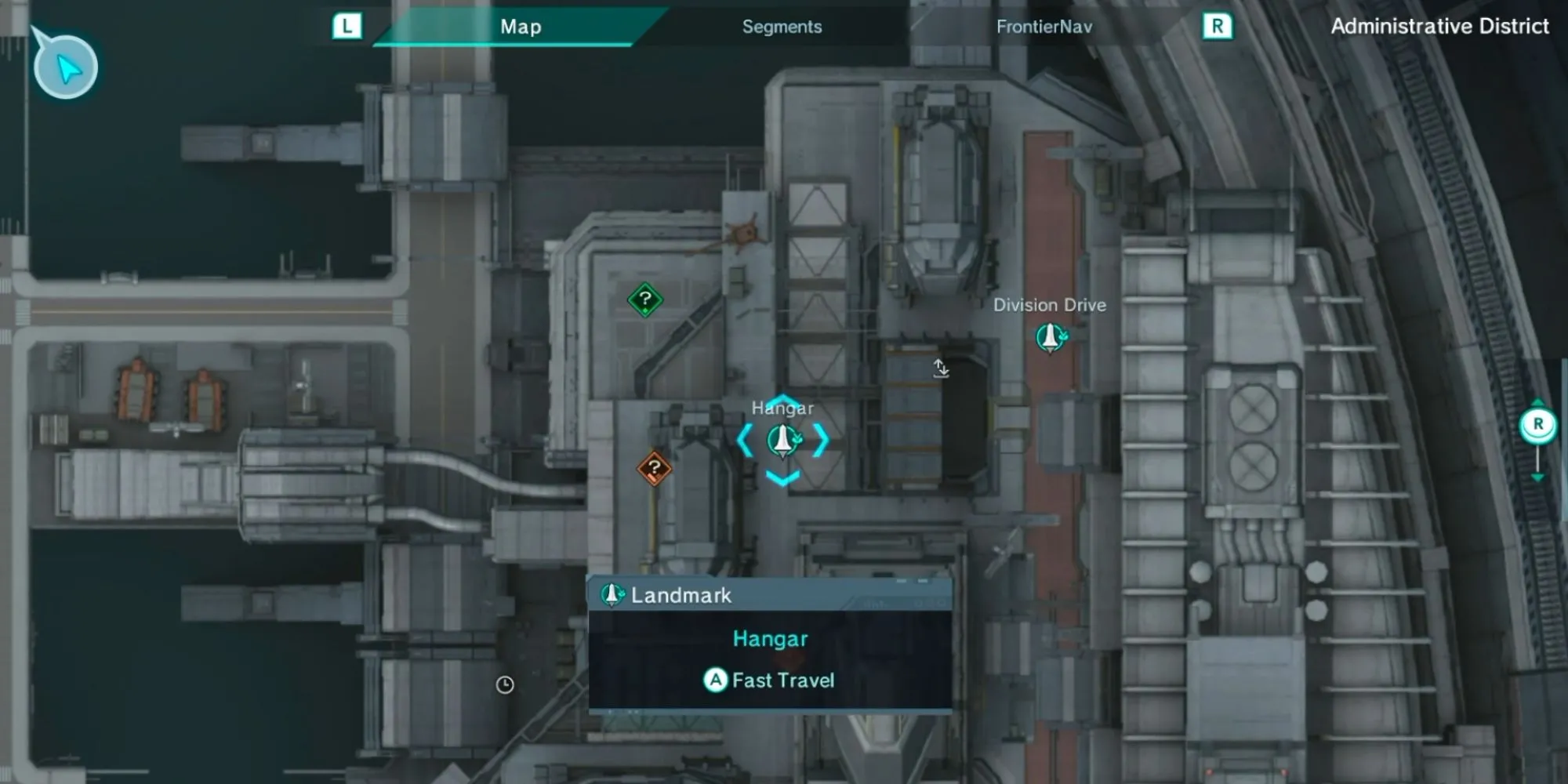 Khu vực Hangar trong Xenoblade Chronicles X, nơi người chơi cần tìm kiếm manh mối về Aisha