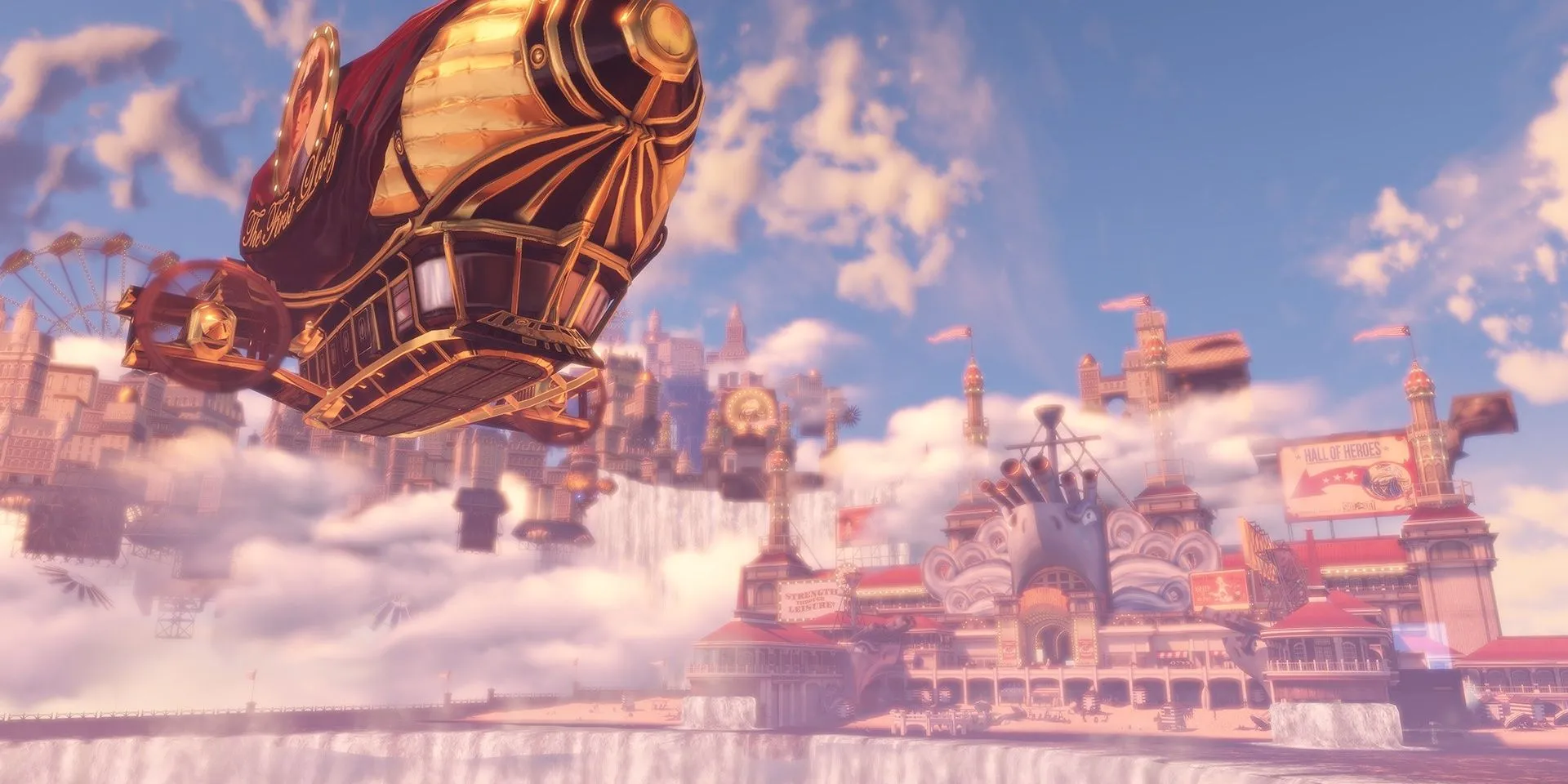 Khung cảnh hoành tráng tại Battleship Bay trong BioShock Infinite