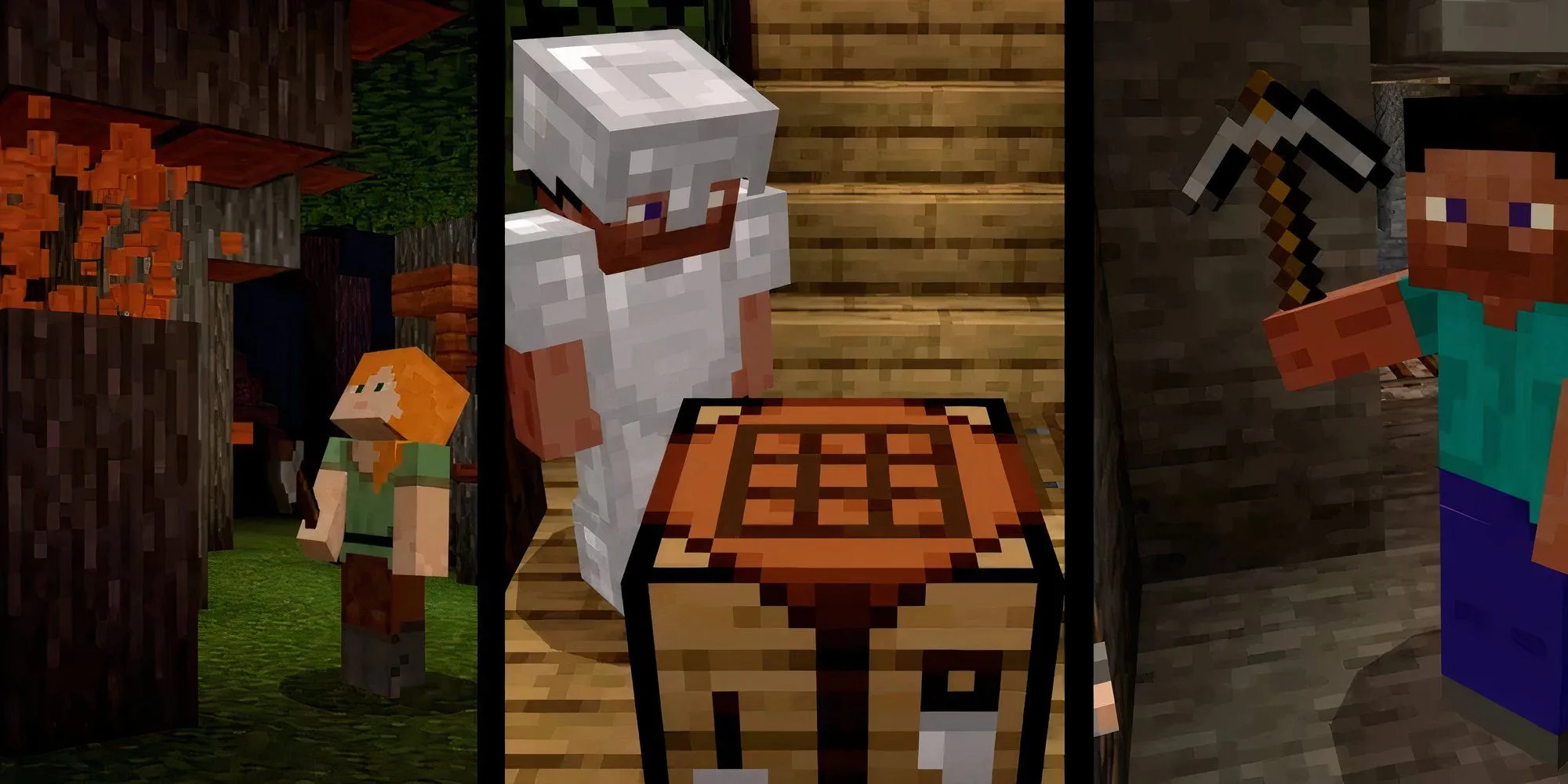 Khung cảnh một thế giới Minecraft rộng lớn với công trình kiến trúc độc đáo