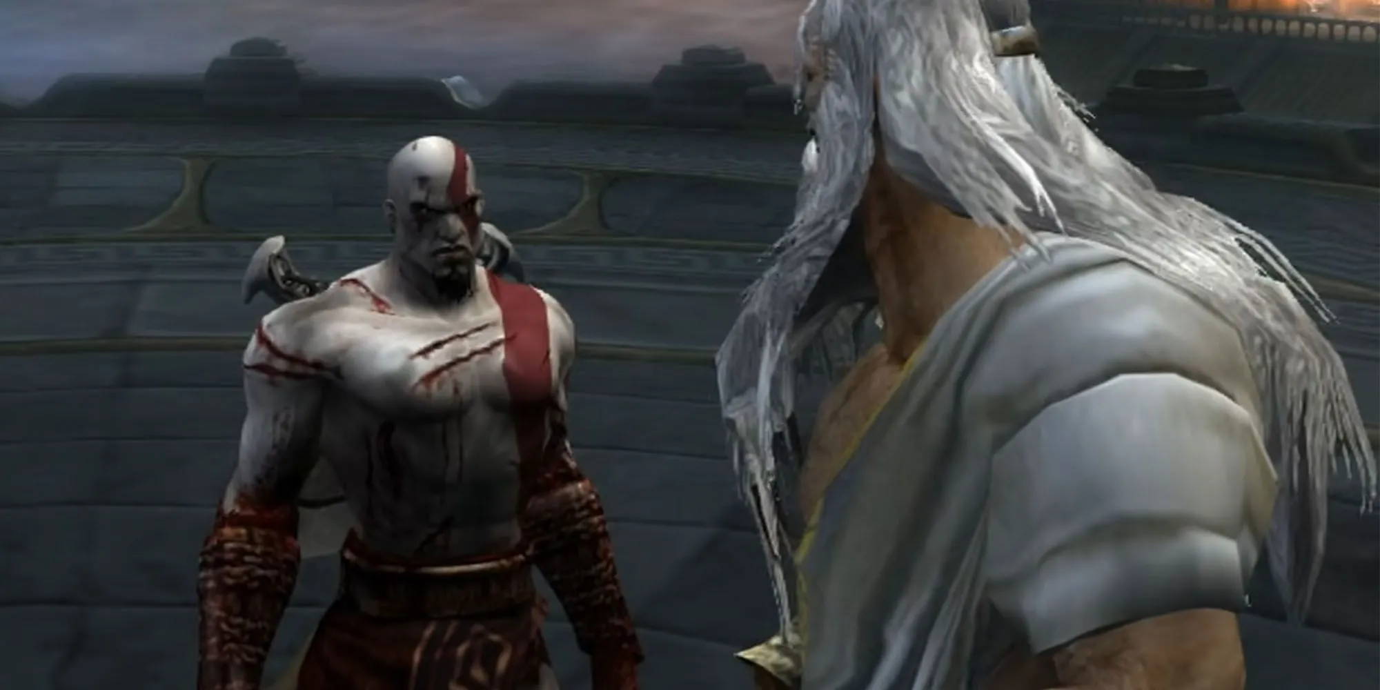 Kratos đối đầu Colossus of Rhodes trong God of War 2