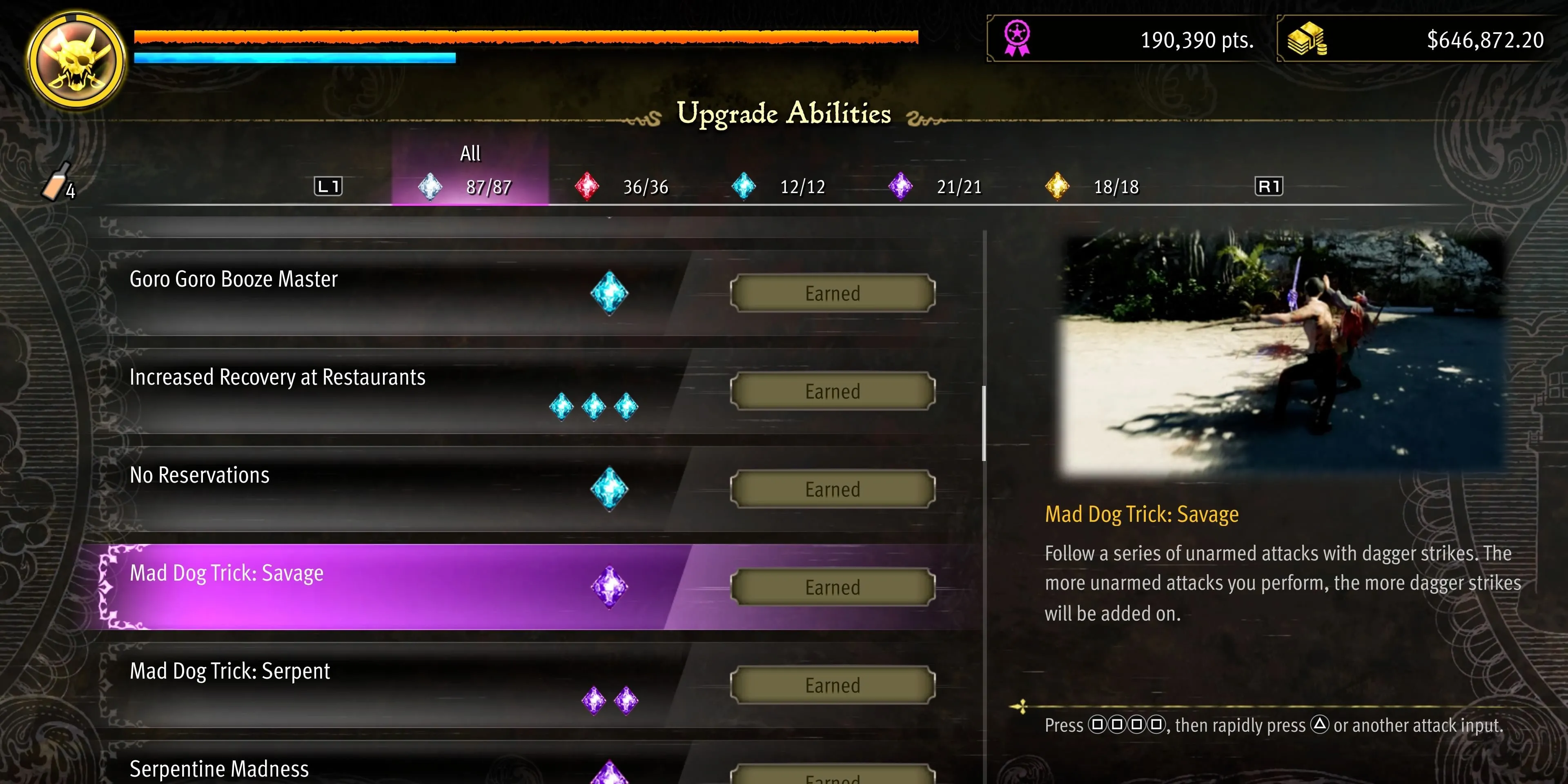 Kỹ năng Mad Dog Trick Savage trong Pirate Yakuza cho phép Majima tung ra chuỗi tấn công liên hoàn cực nhanh