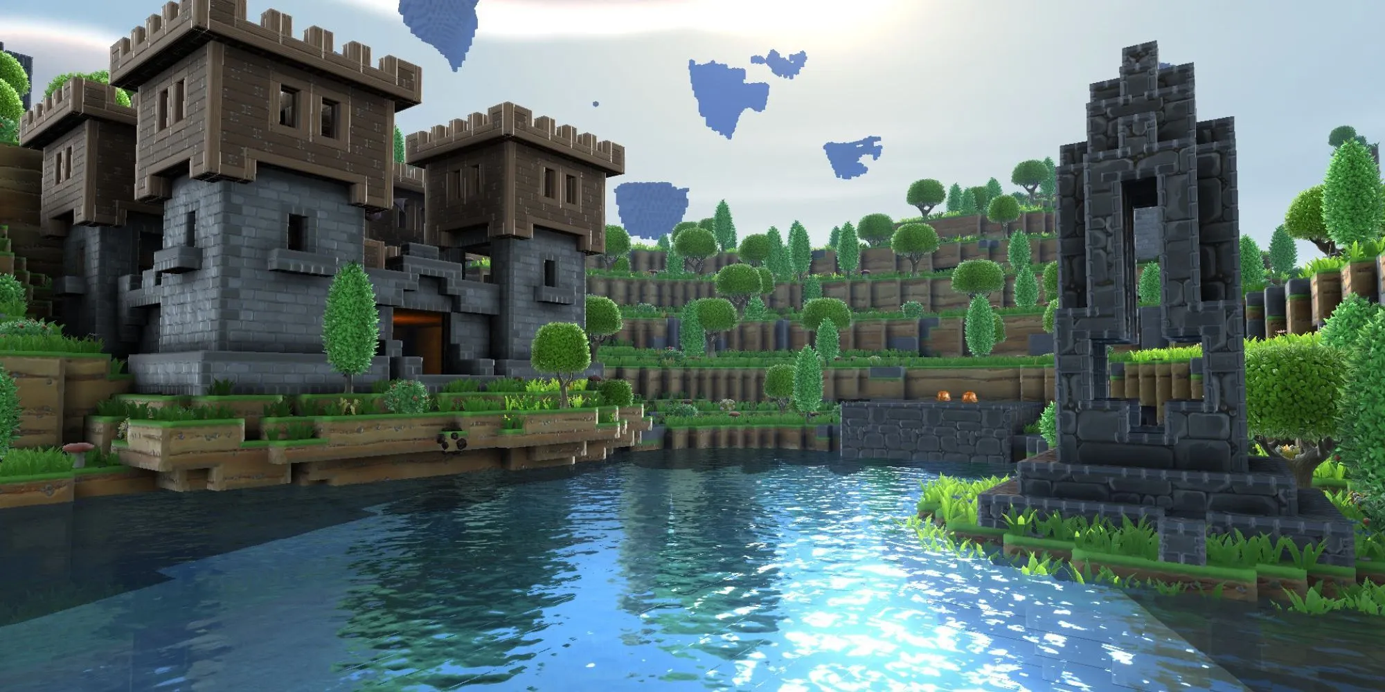 Lâu đài và cánh cổng dịch chuyển trong game Portal Knights