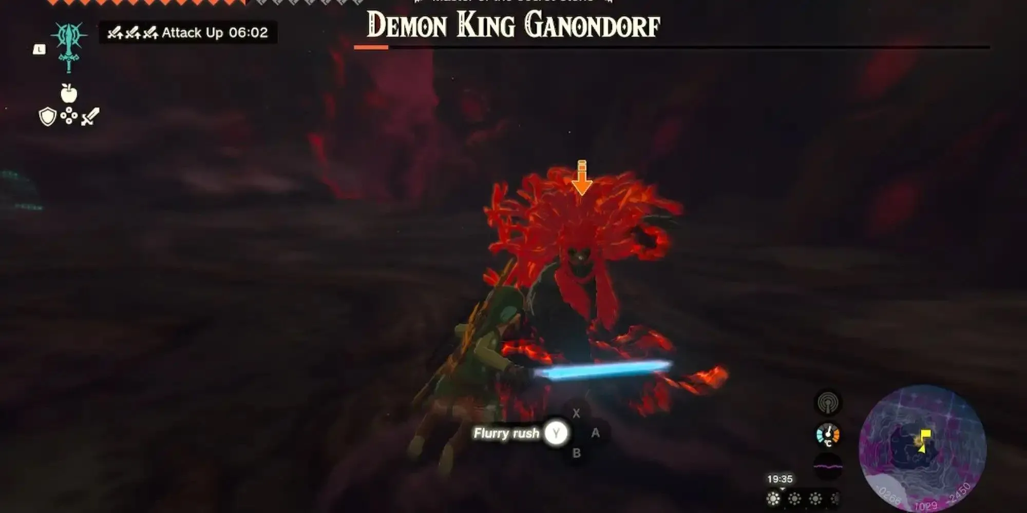 Link chiến đấu với Ganondorf trong The Legend of Zelda: Tears of the Kingdom, một trận trùm cuối đầy thử thách