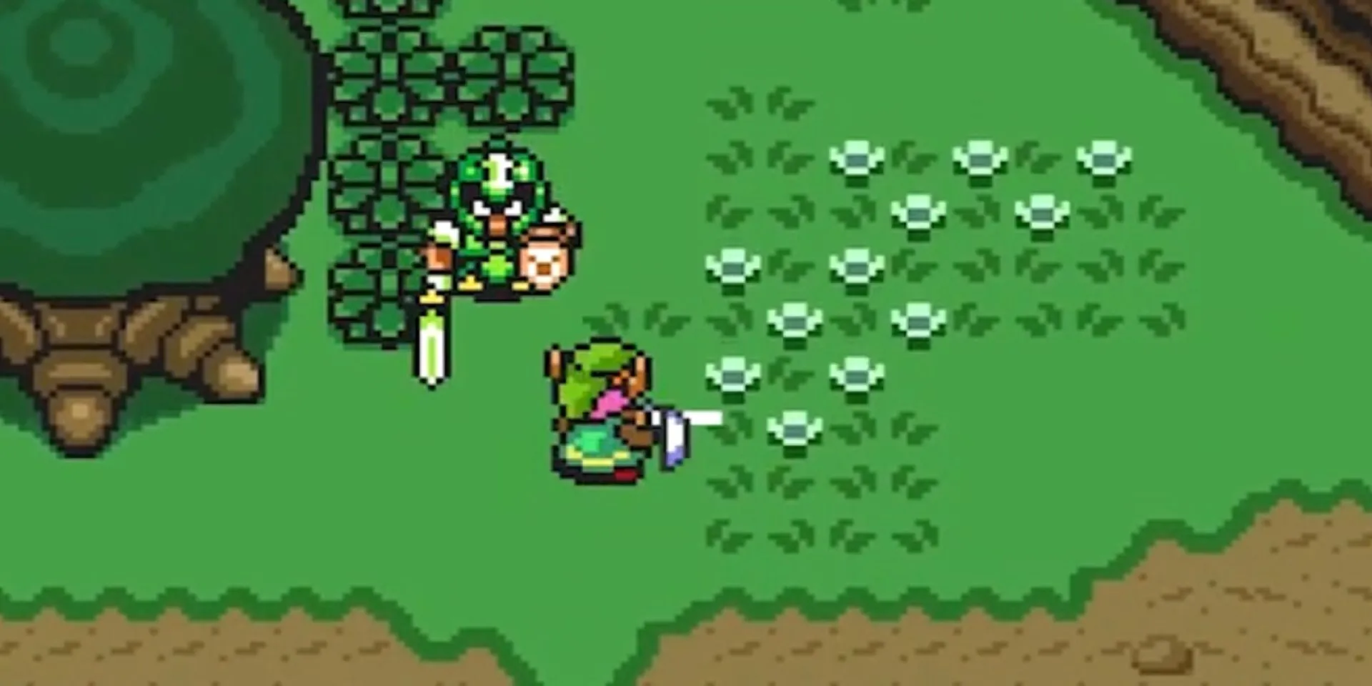 Link chiến đấu với một lính gác trong game The Legend of Zelda A Link to the Past