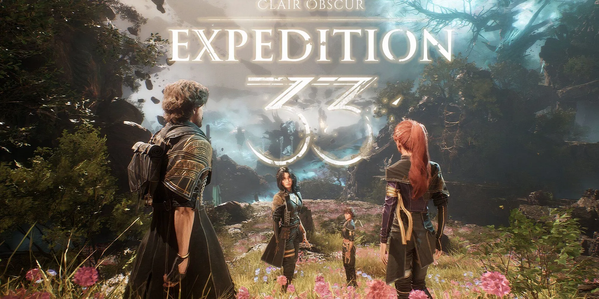 Logo Clair Obscur: Expedition 33 và tổ đội bốn nhân vật chính của game