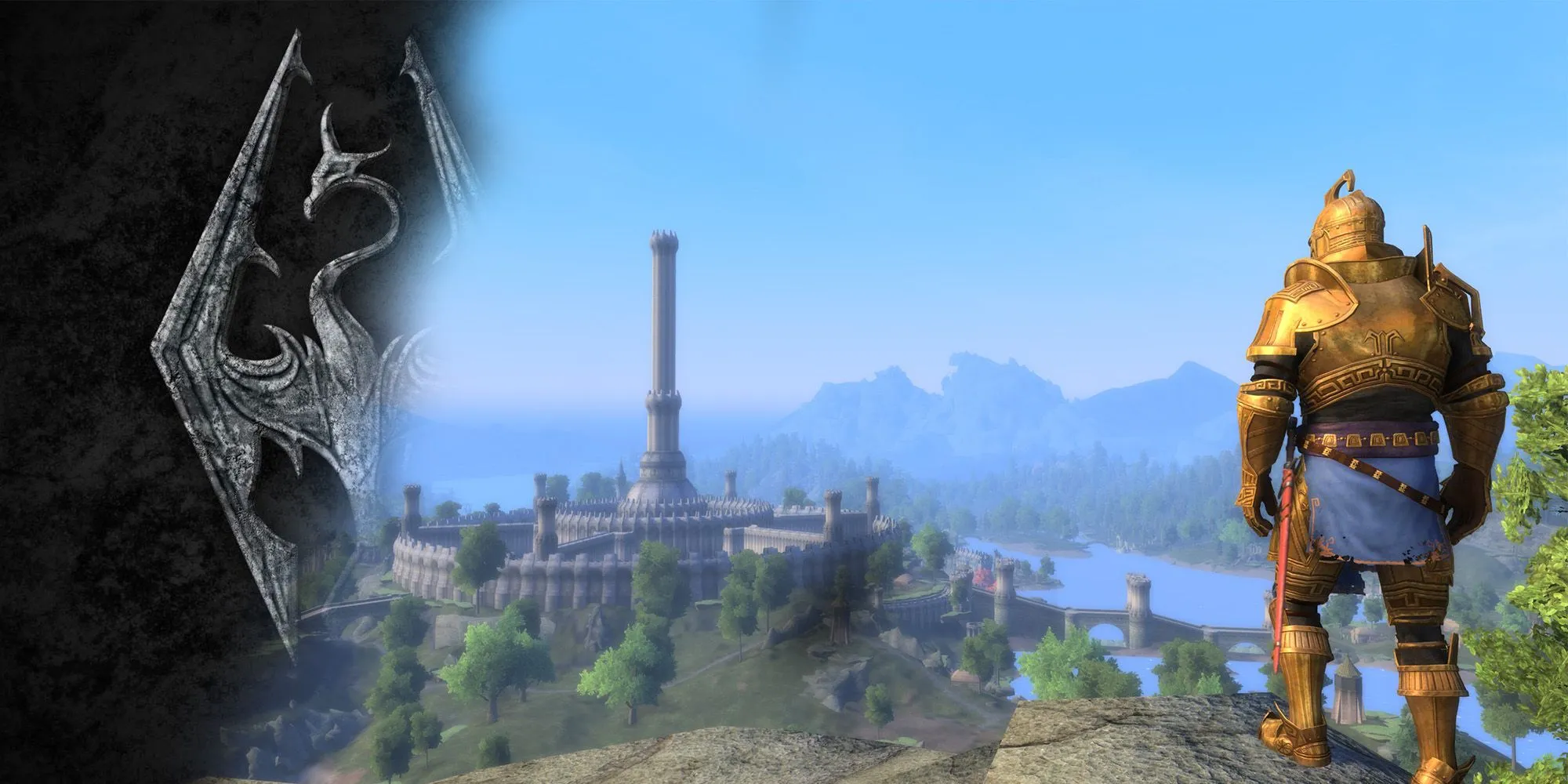 Skyblivion: Liệu Cộng Đồng Mod Có Vượt Mặt Oblivion Remastered Của Bethesda? 1 Logo Skyrim chuyển cảnh thành nhân vật Skyblivion nhìn ra khung cảnh thành phố Imperial City