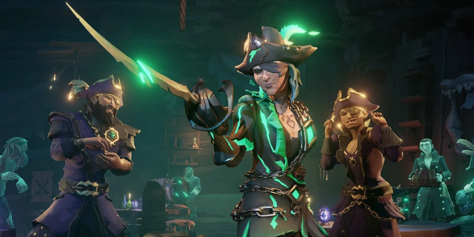 Top game có cơ chế trộm cắp (móc túi, bẻ khóa) hấp dẫn nhất 1 Một con tàu cướp biển Neo đậu trong Sea of Thieves dưới ánh hoàng hôn