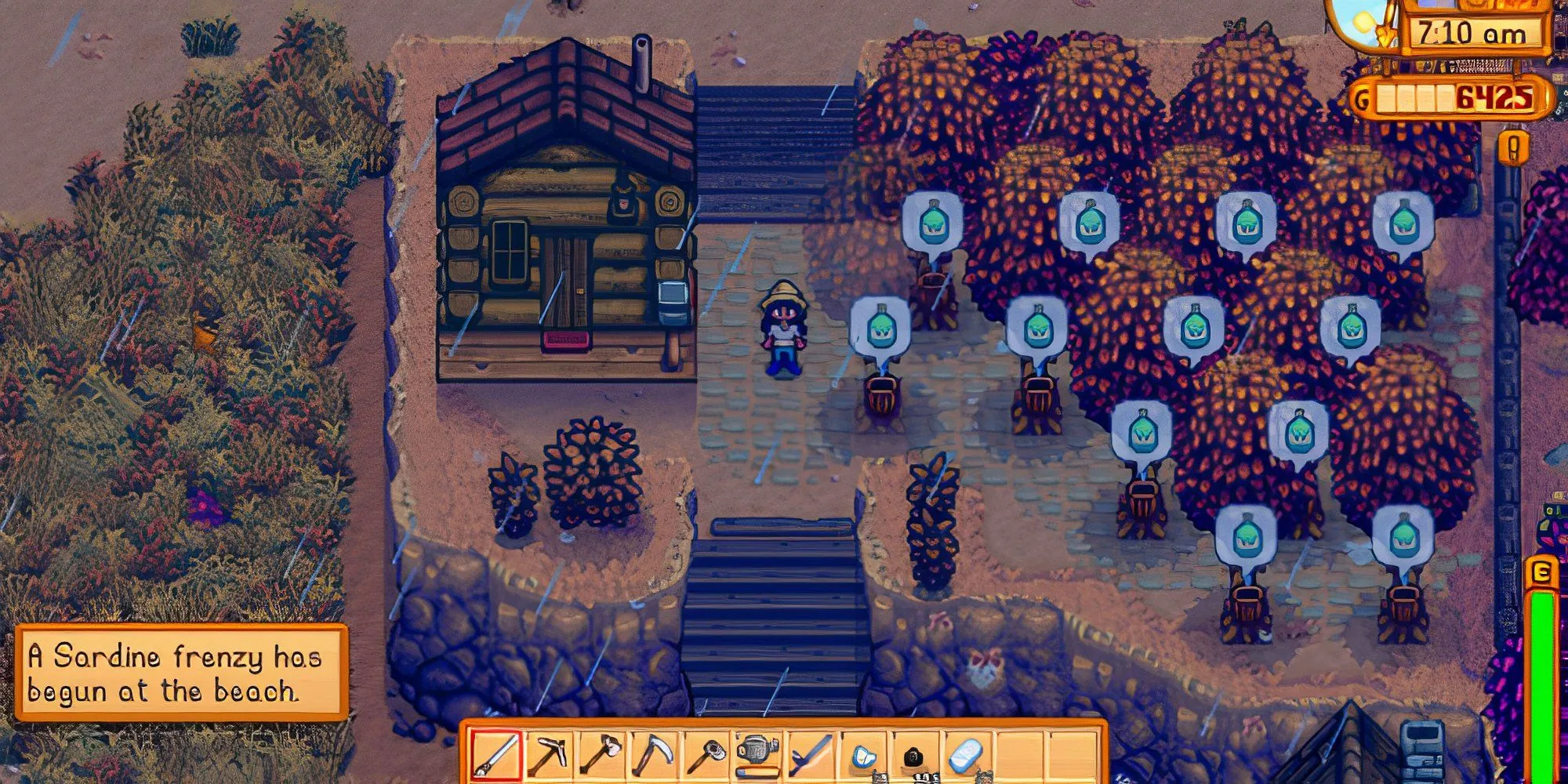 Một góc núi được trang trí đẹp mắt trong Stardew Valley