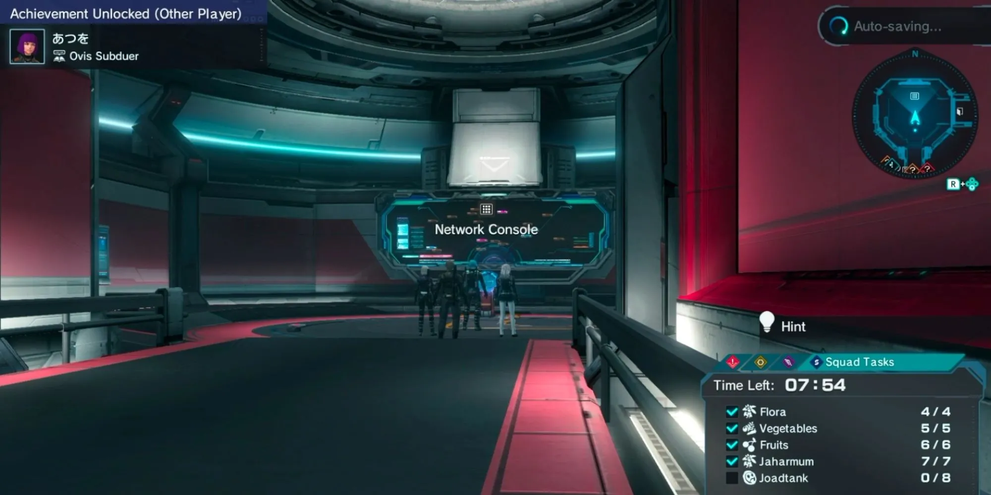 Một nhóm người chơi trong Xenoblade Chronicles X đang hợp tác trong một nhiệm vụ trực tuyến.