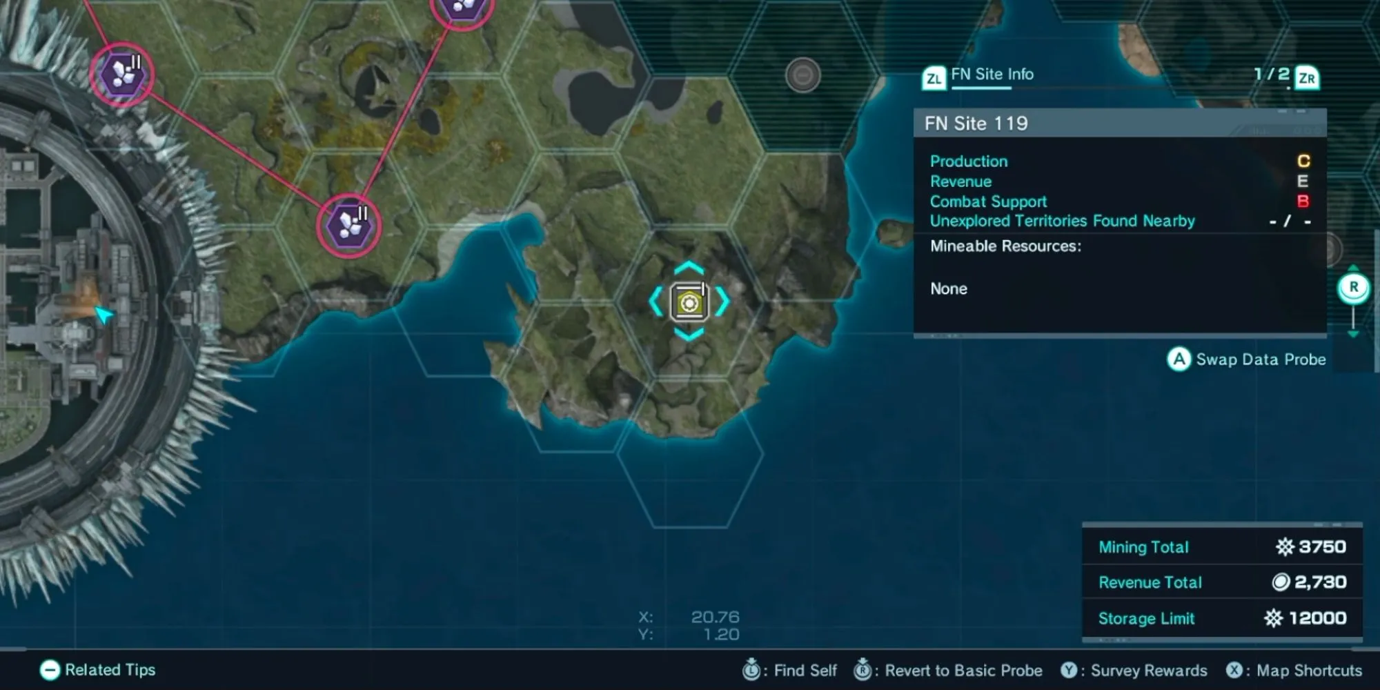 Một thiết bị khai thác Miranium (Storage Probe) đang hoạt động trên hành tinh Mira trong Xenoblade Chronicles X.