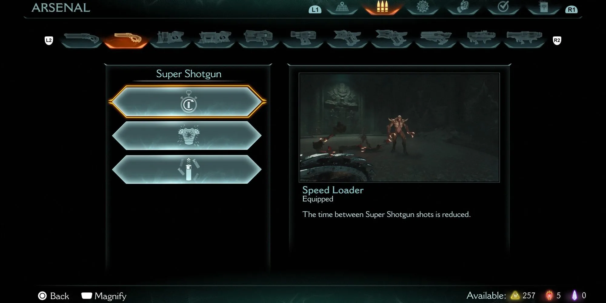 Nâng cấp Speed Loader giúp tăng tốc độ bắn của Super Shotgun trong DOOM The Dark Ages