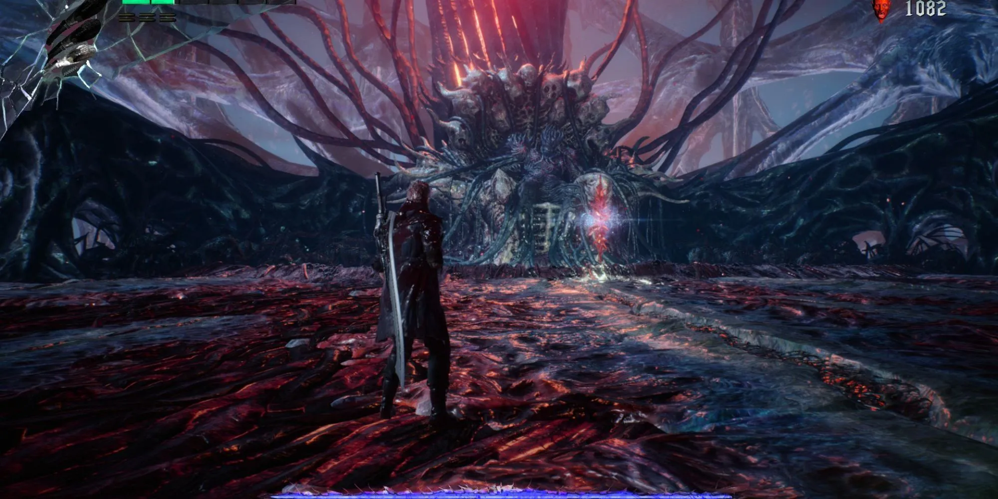 Nero chiến đấu với trùm Urizen trong Devil May Cry 5, một cảnh tượng mở đầu đầy kịch tính