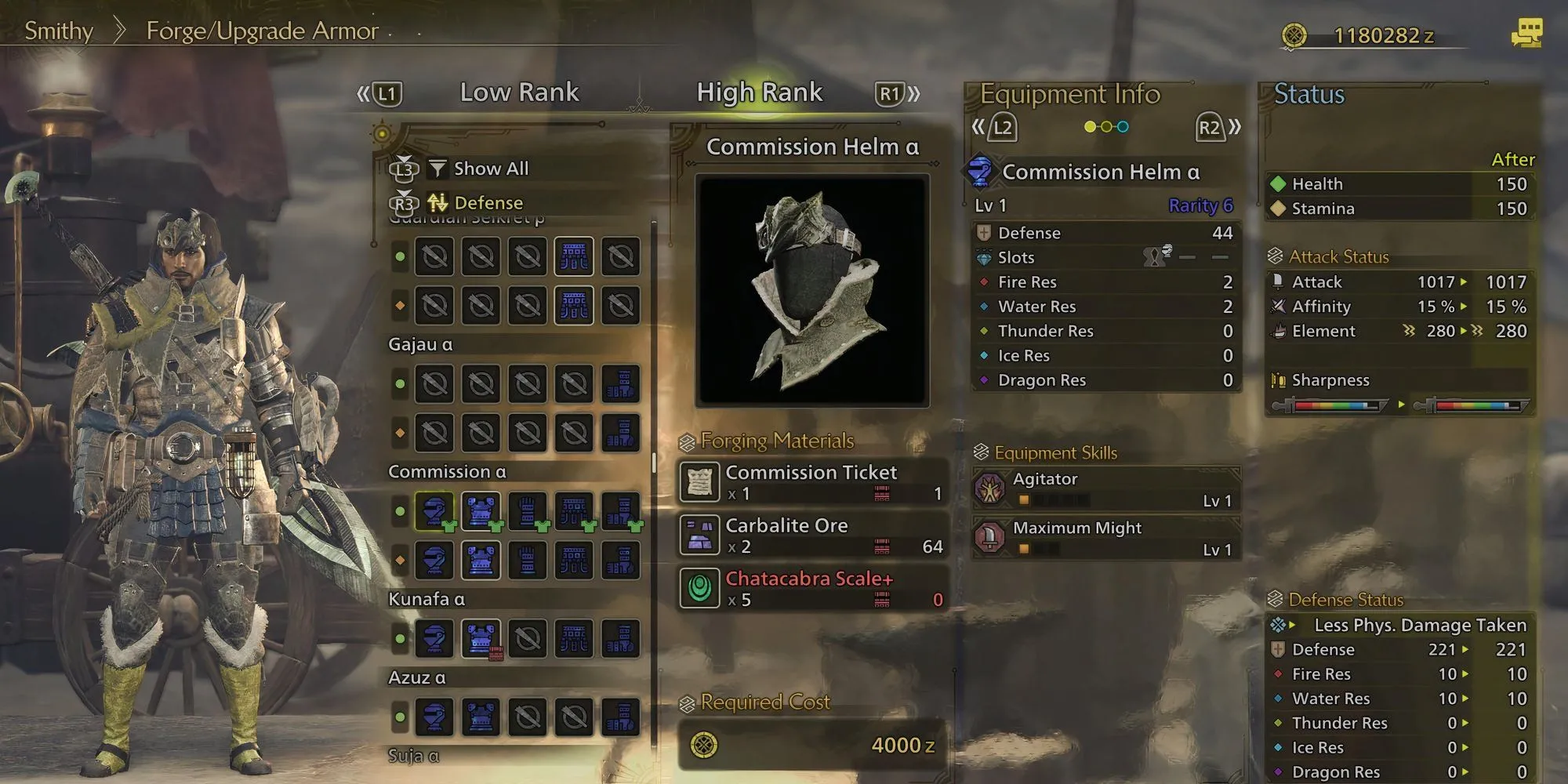 Ngoại hình bộ giáp Commission Armor Set đầy đủ trong Monster Hunter Wilds