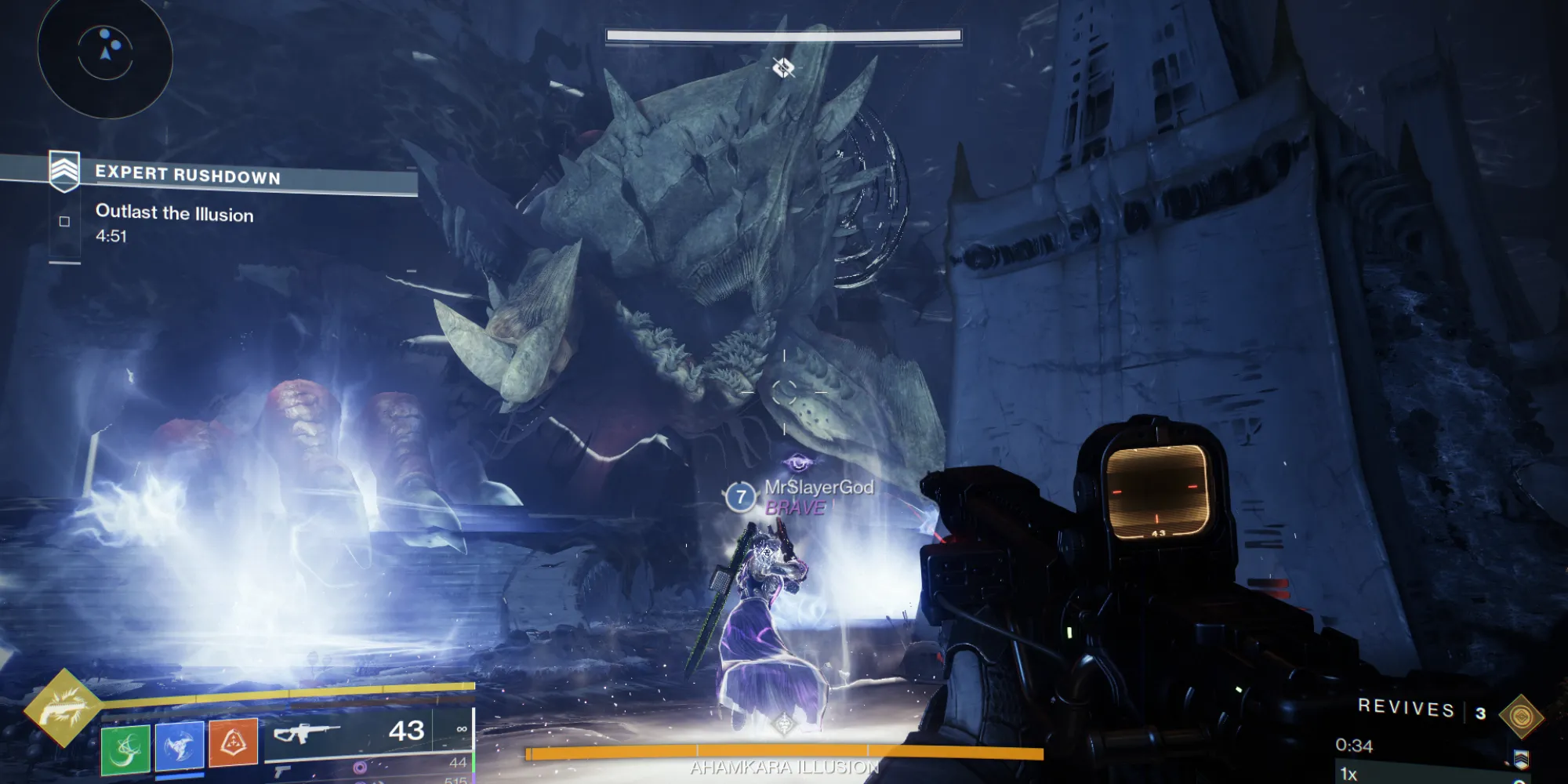 Người chơi giao chiến với nhiều kẻ địch trong một màn chơi Rushdown Destiny 2 Guardian Games 2025