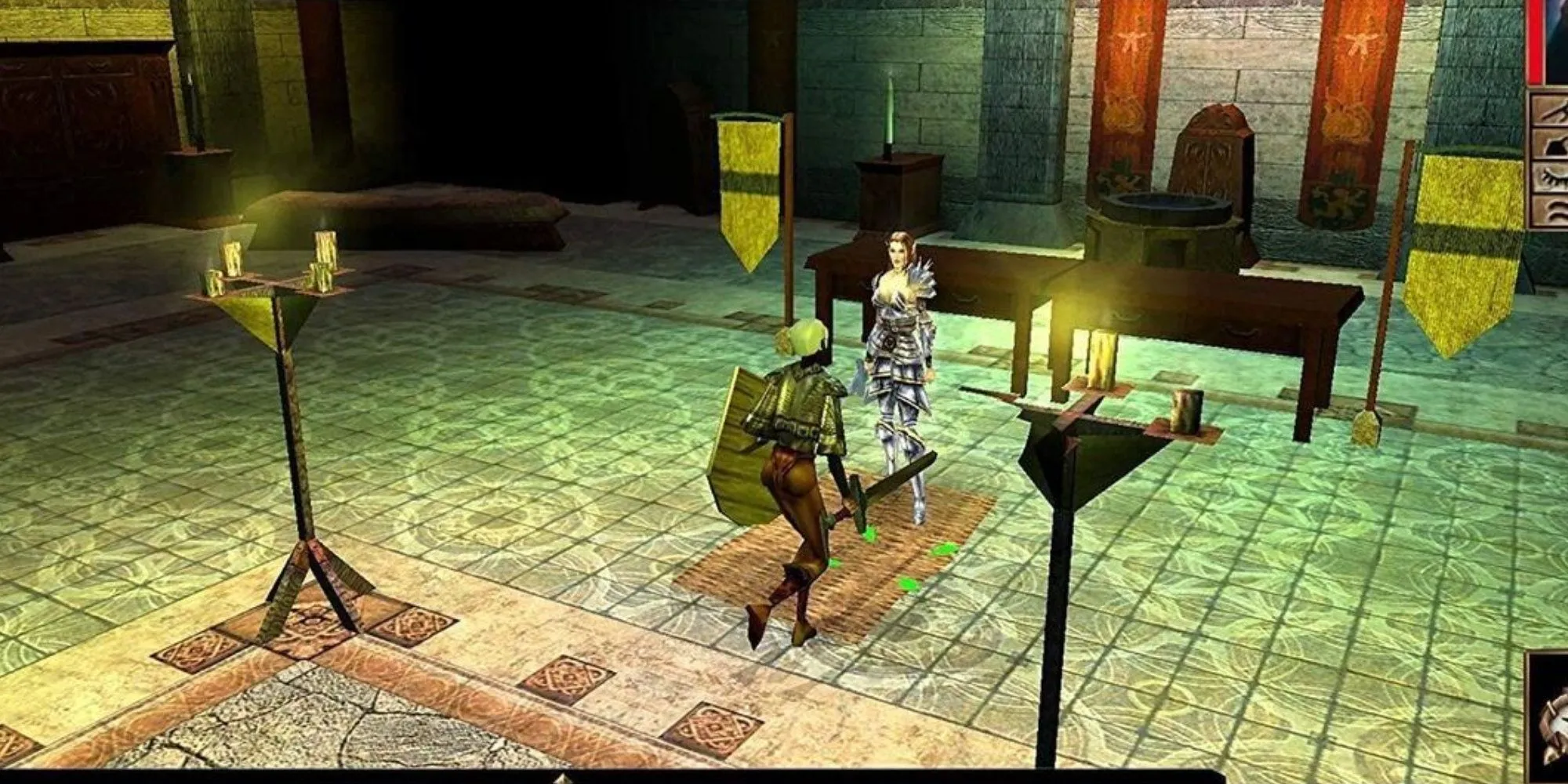 Người chơi trò chuyện với NPC trong phiên bản Neverwinter Nights Enhanced Edition